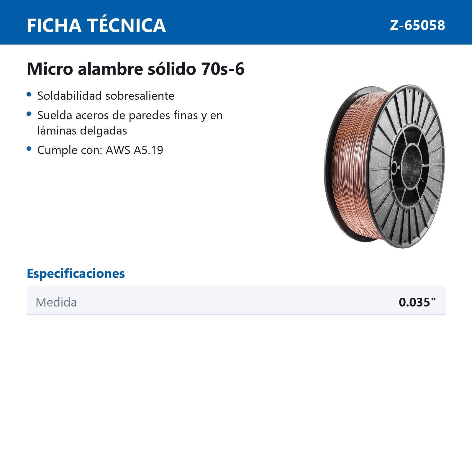 SOLDADURA MICROALAMBRE SOLIDO 70S-6 0.035'' (0.9mm) 5KG - Imagen 3