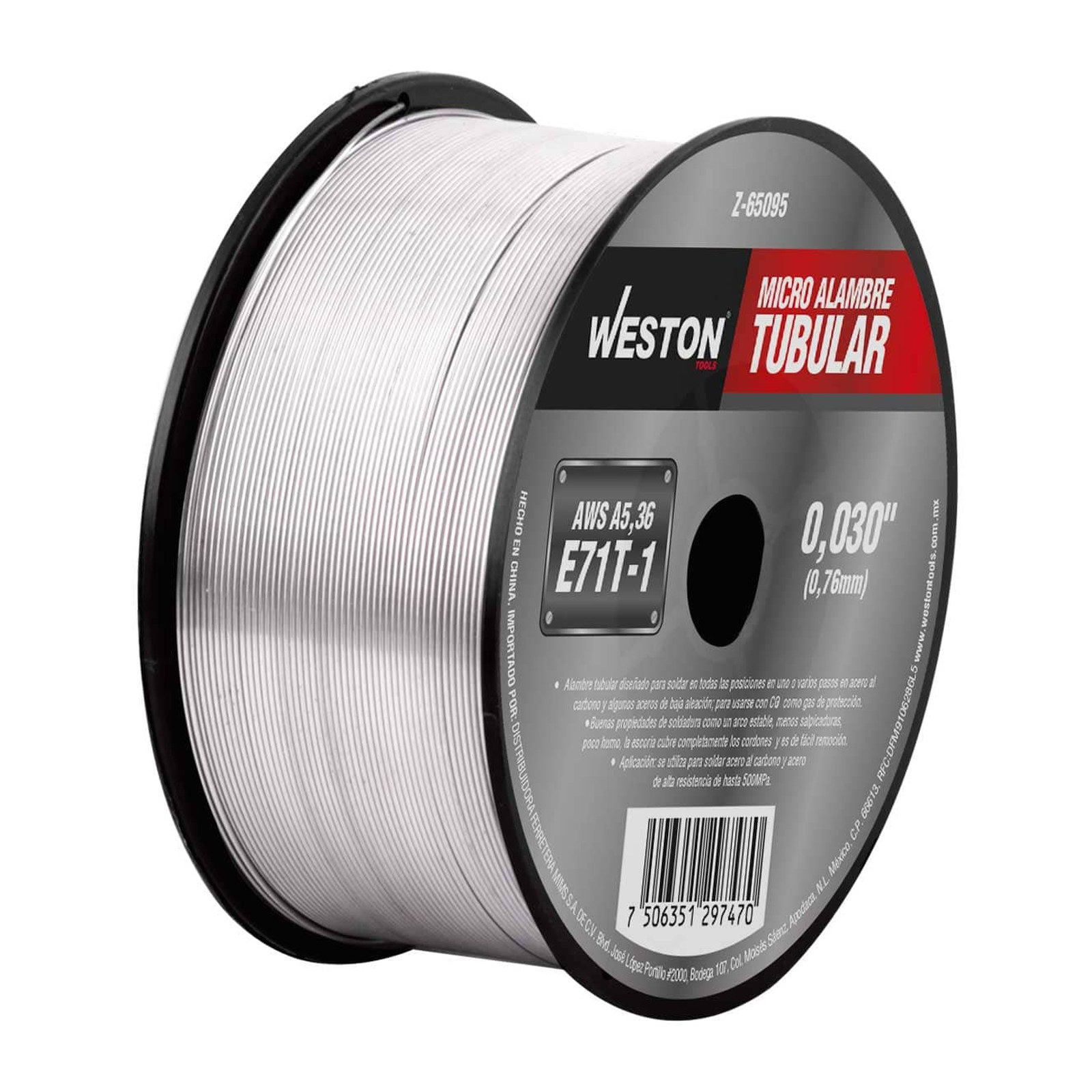 Soldadura Alambre Tubular 71T-1 0.030" 1 kg Uso con Gas WESTON