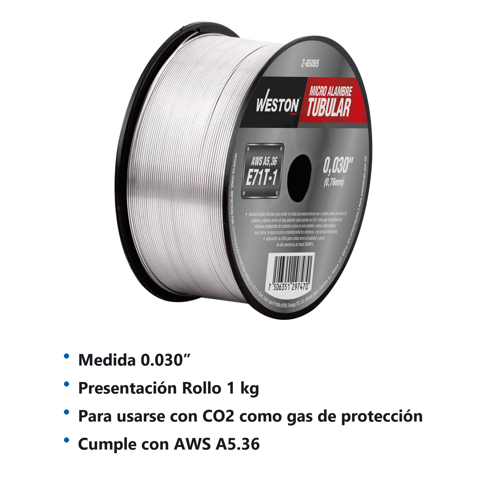 SOLDADURA TUBULAR 71T-1 .030" (1KG, USO C/GAS) - Imagen 2