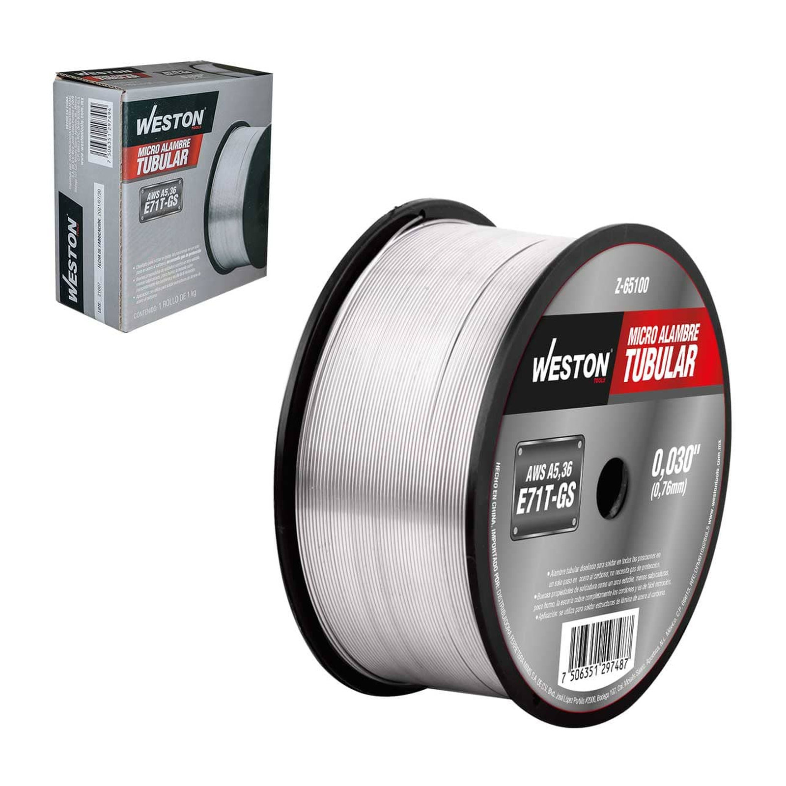 Alambre Tubular para Soldar WESTON 71T-GS 0.030" Sin Gas 1 kg