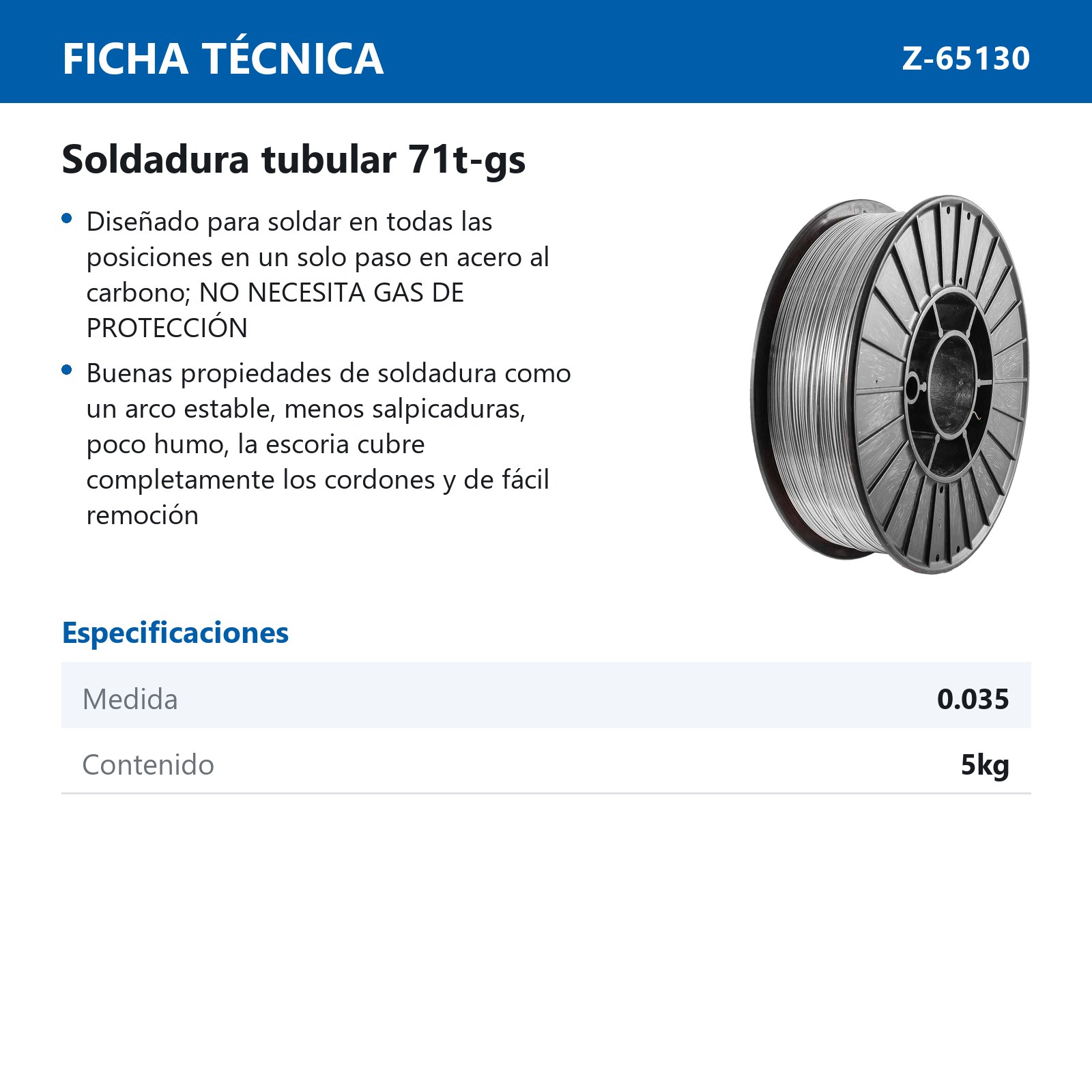 "SOLDADURA TUBULAR 71T-GS .035"" (5KG, USO SIN GAS)" - Imagen 3