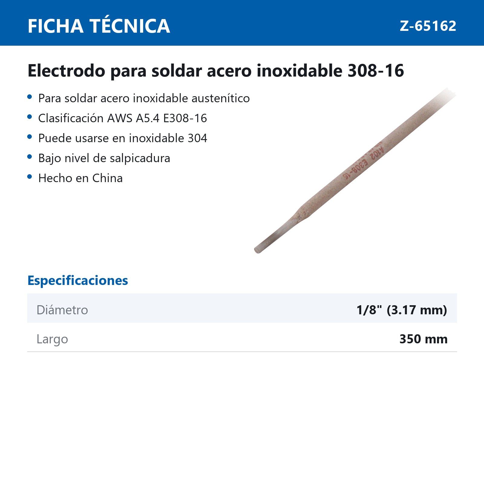 ELECTRODO PARA SOLDAR INOX 308-16 1/8" - 350MM (CAJA 2K) - Imagen 3