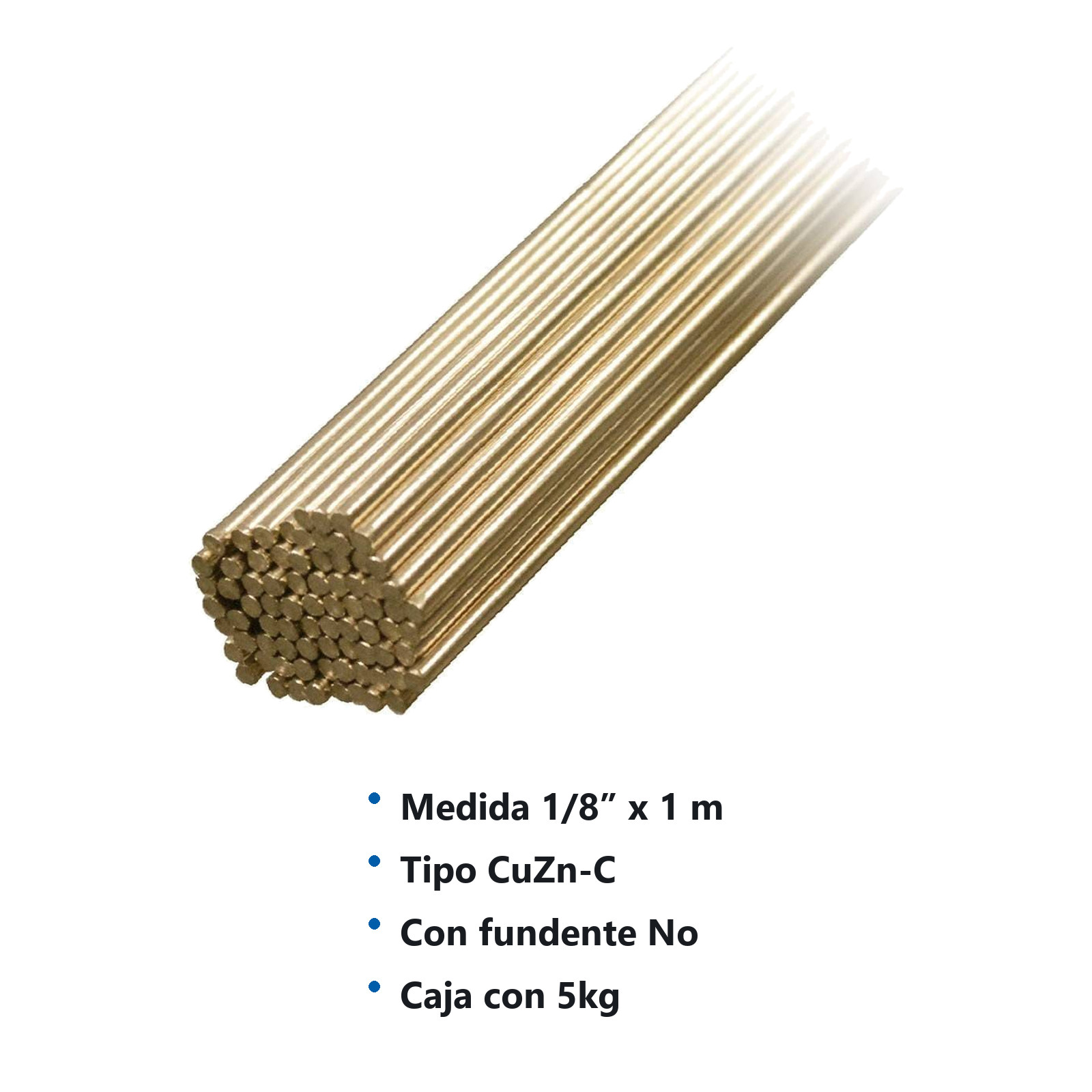 VARILLA APORTE BRONCE 1/8" X 1000MM CUZN-C S/FUNDENTE (CAJA 5KG) - Imagen 2