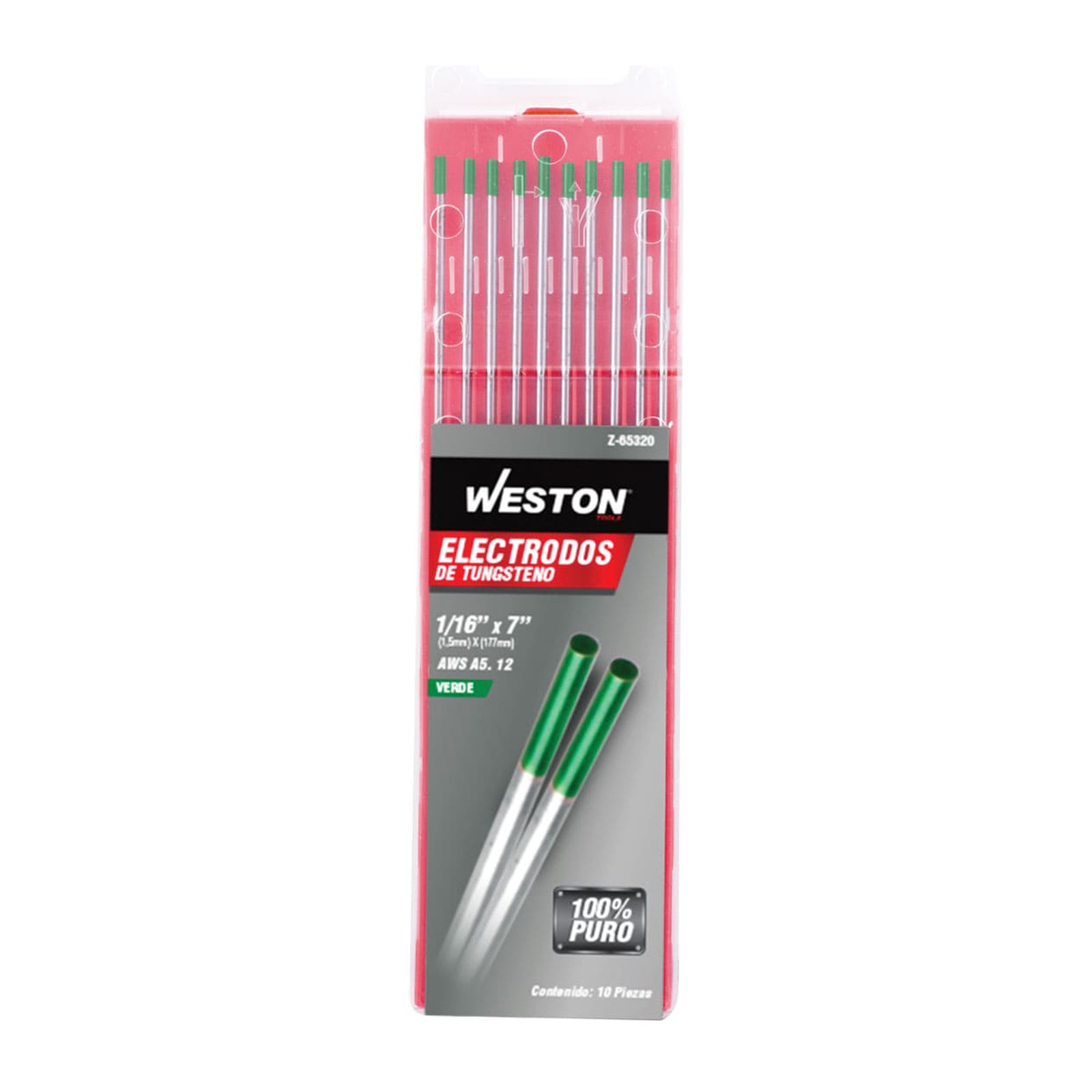 ELECTRODO D/TUNGSTENO VERDE PURO 1/16" X 7" (Precio x Caja - caja c/10 piezas) - Imagen 2