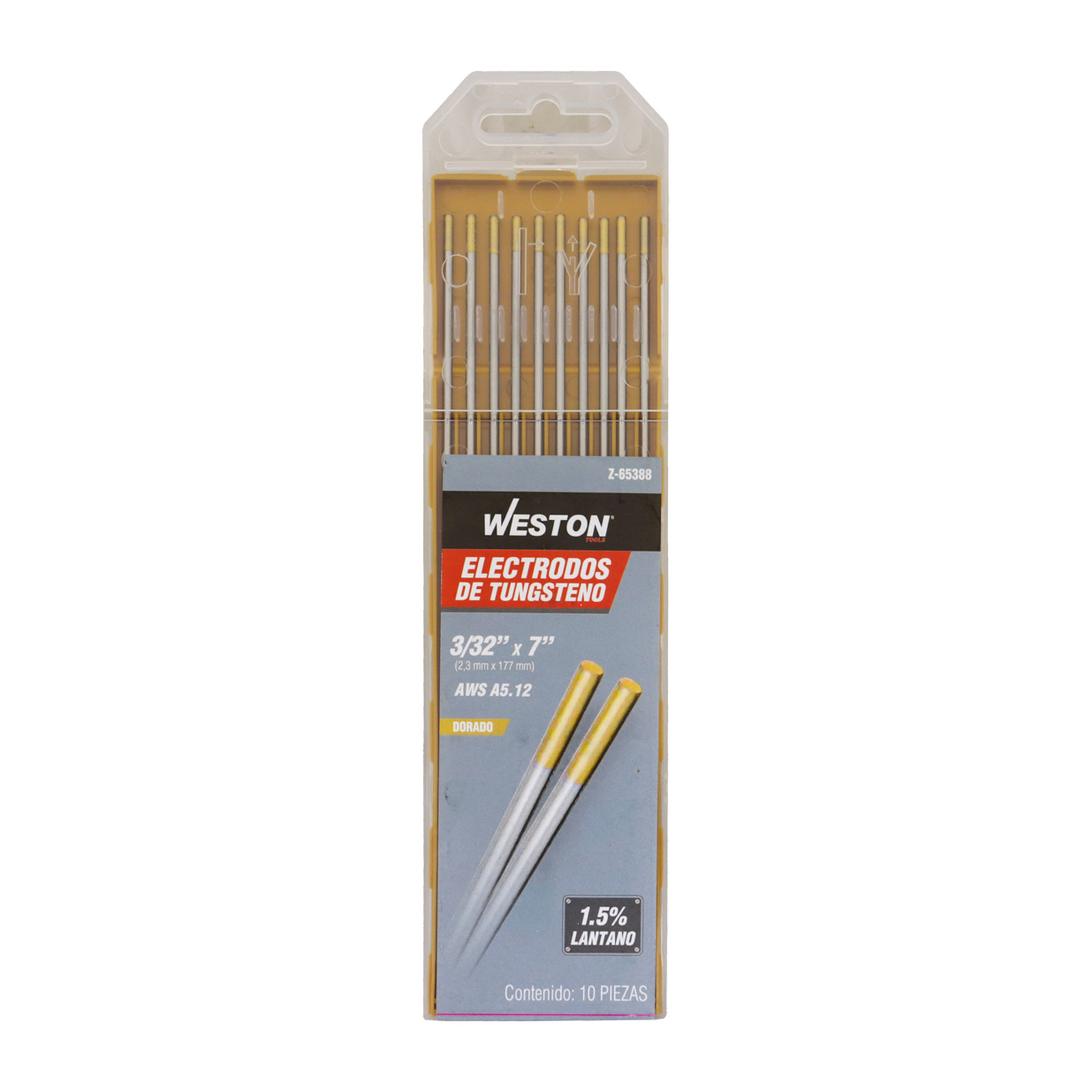 ELECTRODO D/TUNGSTENO 1.5% LANTANO DORADO 3/32" X 7" (Precio x Caja - caja c/10 piezas) - Imagen 2