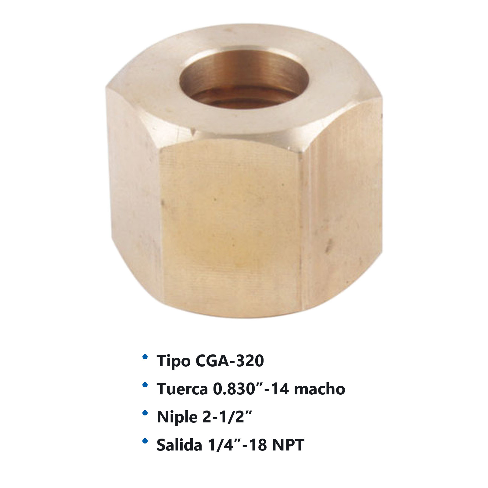 JUEGO DE TUERCA Y NIPLE P/REGULADOR DE DIOXIDO DE CARBONO CGA-320 - Imagen 2