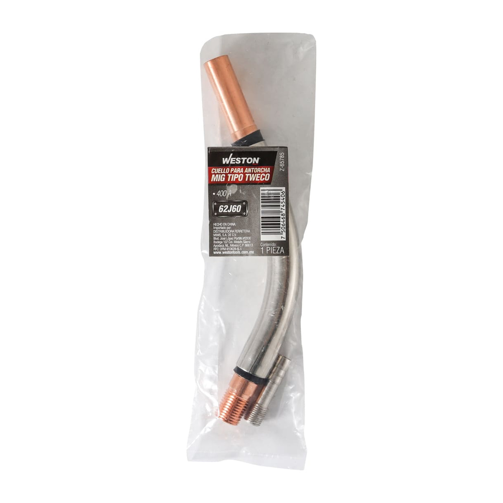 CUELLO PARA ANTORCHA MIG TIPO TWECO 400AMP 64J60 - Imagen 2