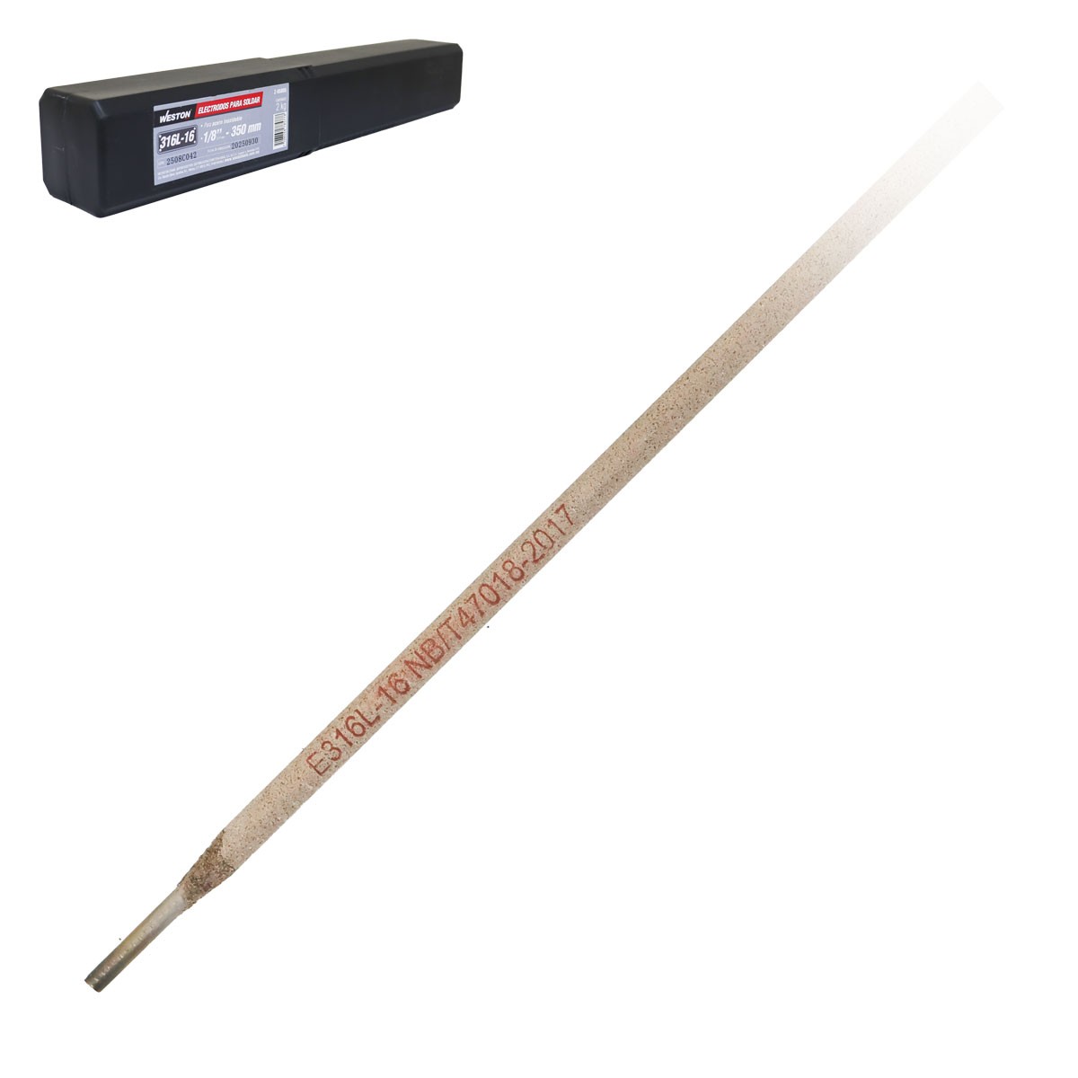 Electrodo para Soldar Acero Inoxidable 316L-16 1/8" 350mm Caja 2kg Weston