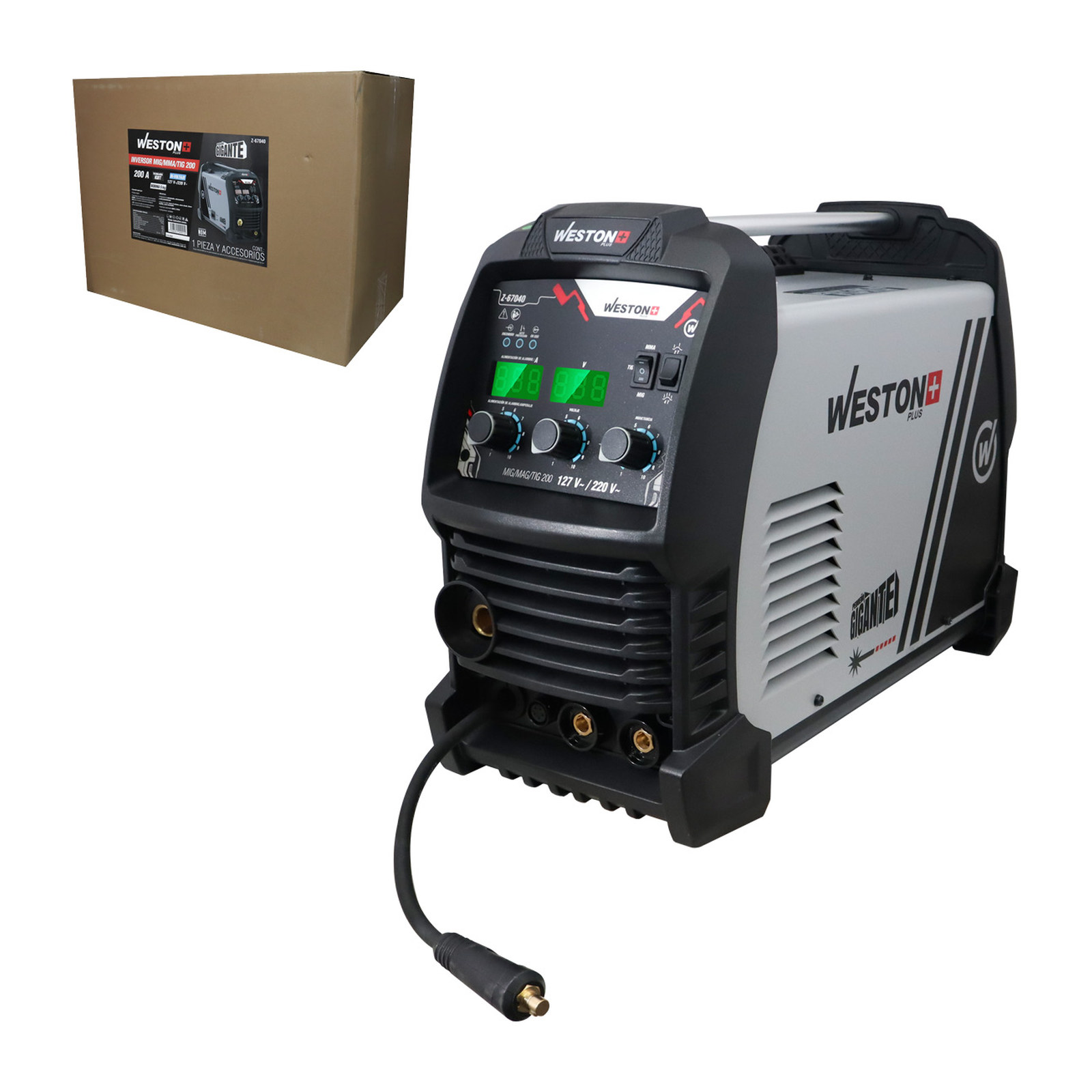 Inversor Multiprocesos 3 en 1 MMA / TIG / MIG 110-220V 200 A WESTON PLUS