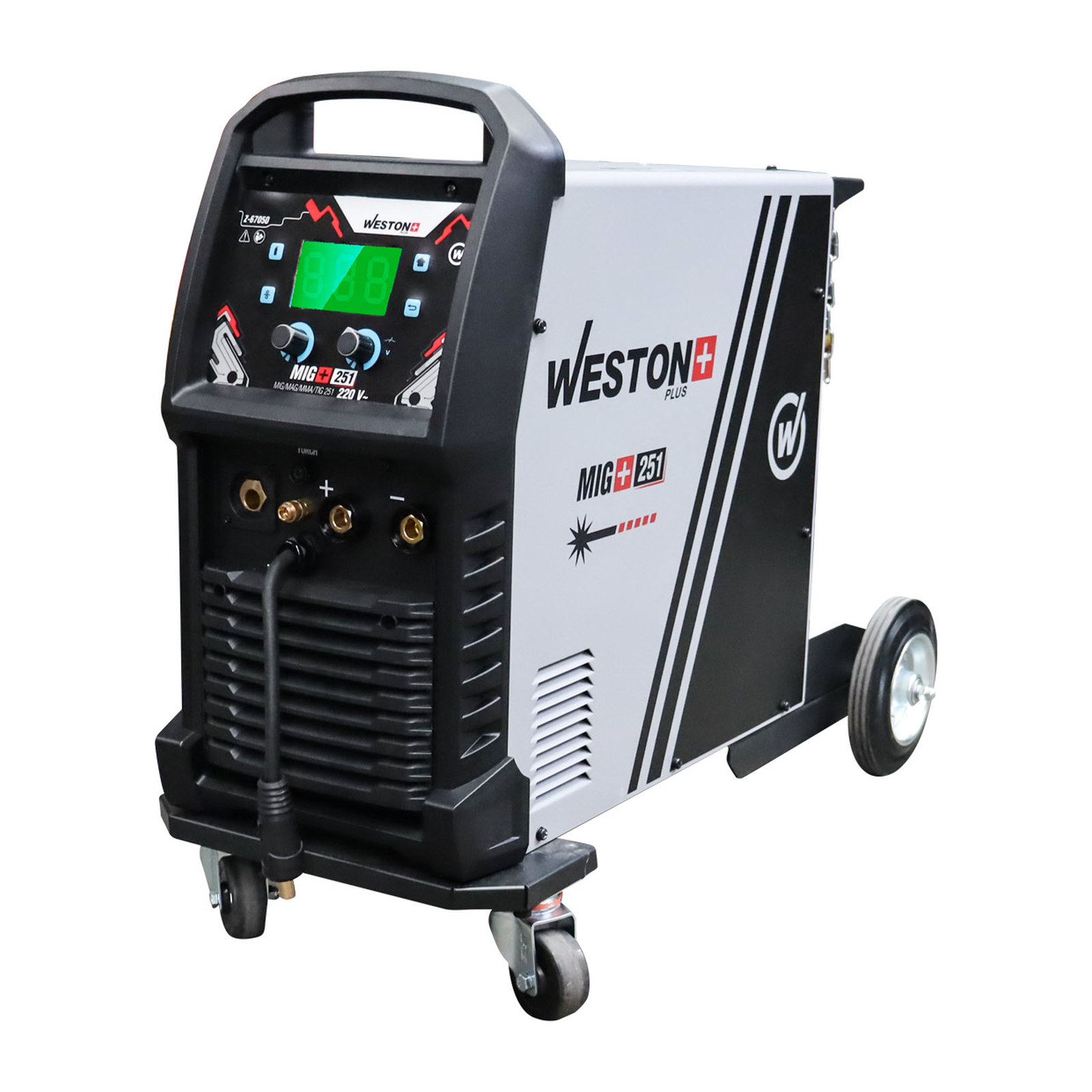Inversor Multiproceso MIG/MAG/MMA/TIG 251 A 220V 1 Fase Carrete 15 kg Weston Plus
