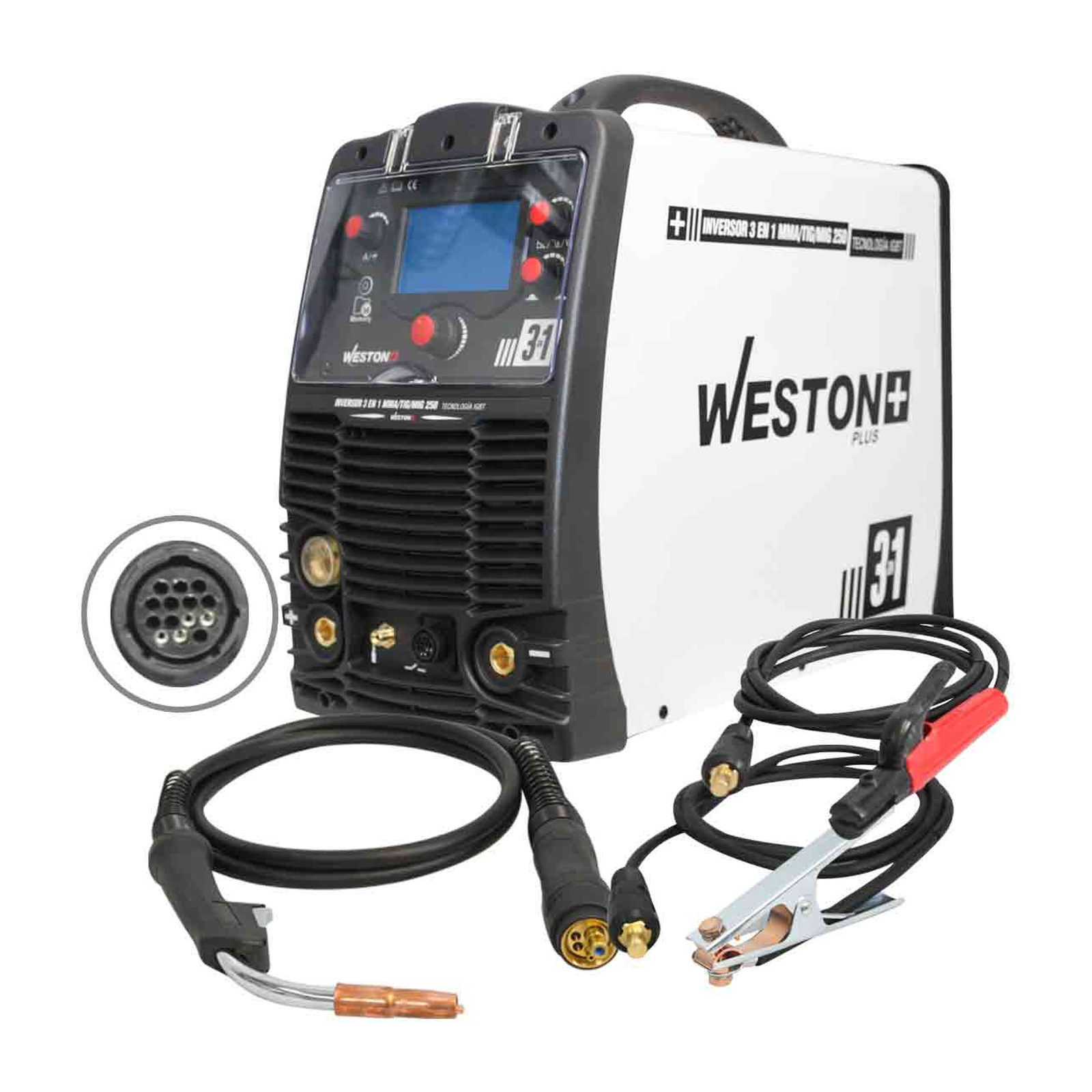 Inversor Multiproceso 3 en 1 MMA / TIG / MIG 250A 220V WESTON PLUS