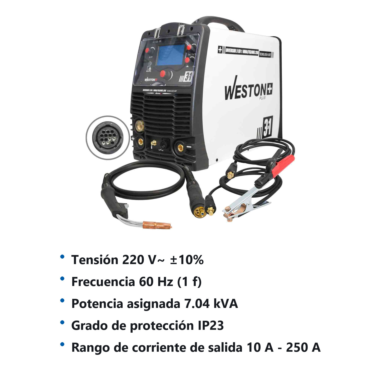 INVERSOR MULTIPROCESO 3EN1 MMA/TIG/MIG 250A 220V - Imagen 2