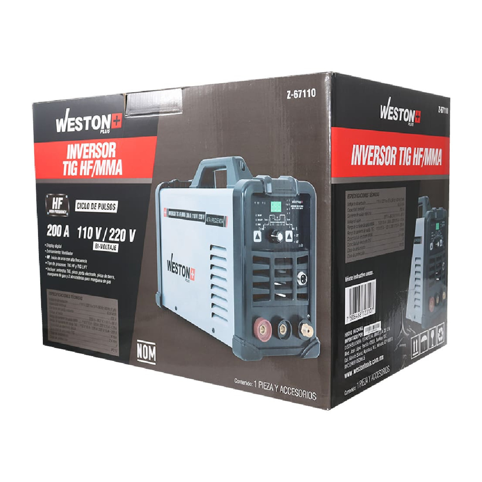 INVERSOR TIG HF/MMA 200A C/LCD DV 110V/220V 1 FASE - Imagen 4
