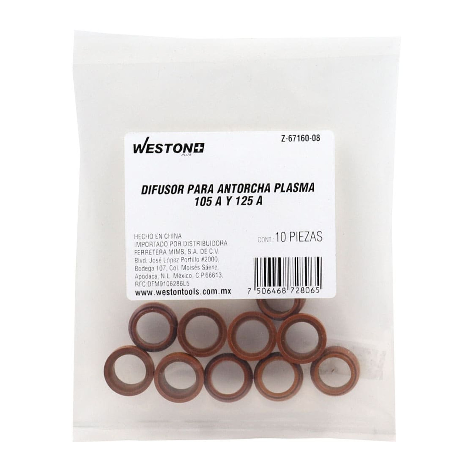 DIFUSOR P/ANTORCHA PLASMA 105AMP Y 125AMP (Empaque c/10 pzas - Precio x pieza) - Imagen 2