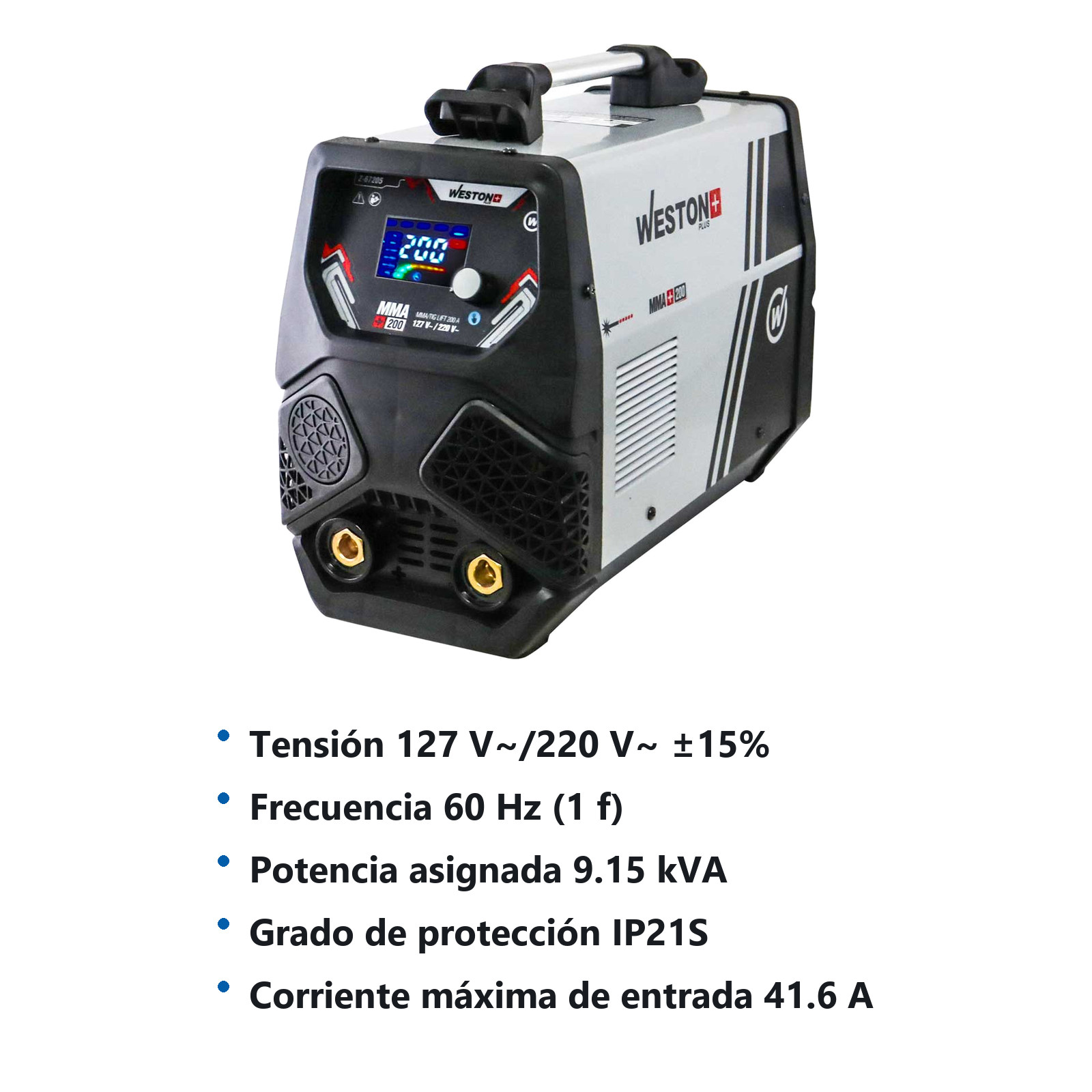INVERSOR MMA 200A 110/220V 1PH IGBT C/LIFT TIG WESTON PLUS - Imagen 2