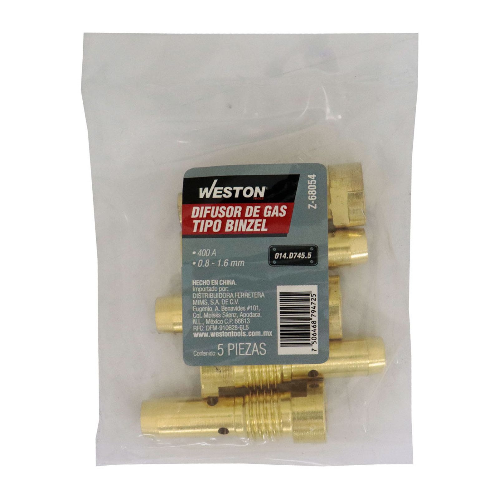 DIFUSOR DE GAS TIPO BINZEL 014.D745.5 (Precio x pieza - Empaque c/5 pzas) - Imagen 3