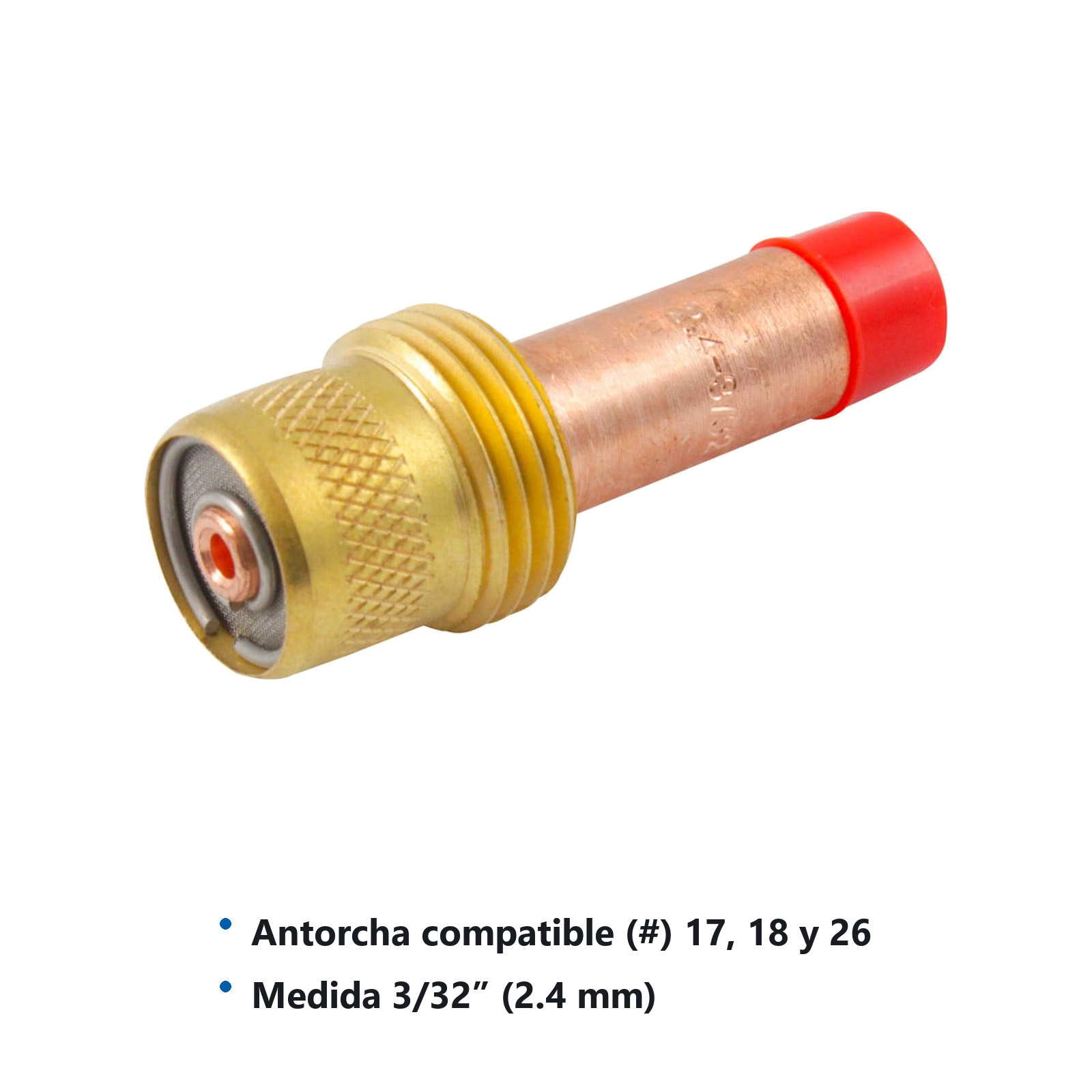 GAS LENS P/ANTORCHA TIG 45V26 3/32 (2.4 mm) (Empaque c/10 pzas - Precio x pieza) - Imagen 3