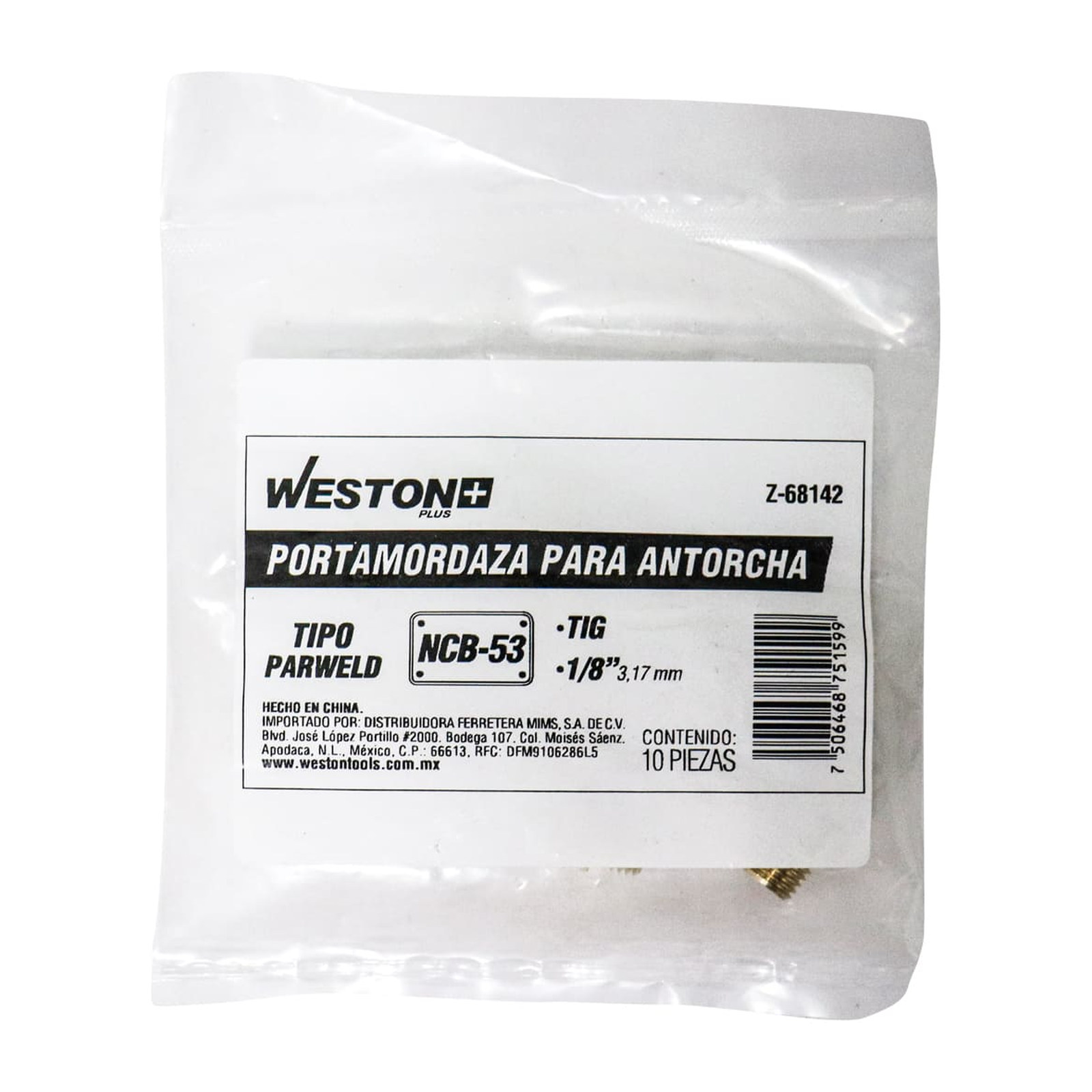 PORTAMORDAZA P/ANTORCHA 1/8" TIG NCB-53 T/EUROPEO (Empaque c/10 pzas - Precio x pieza) - Imagen 4