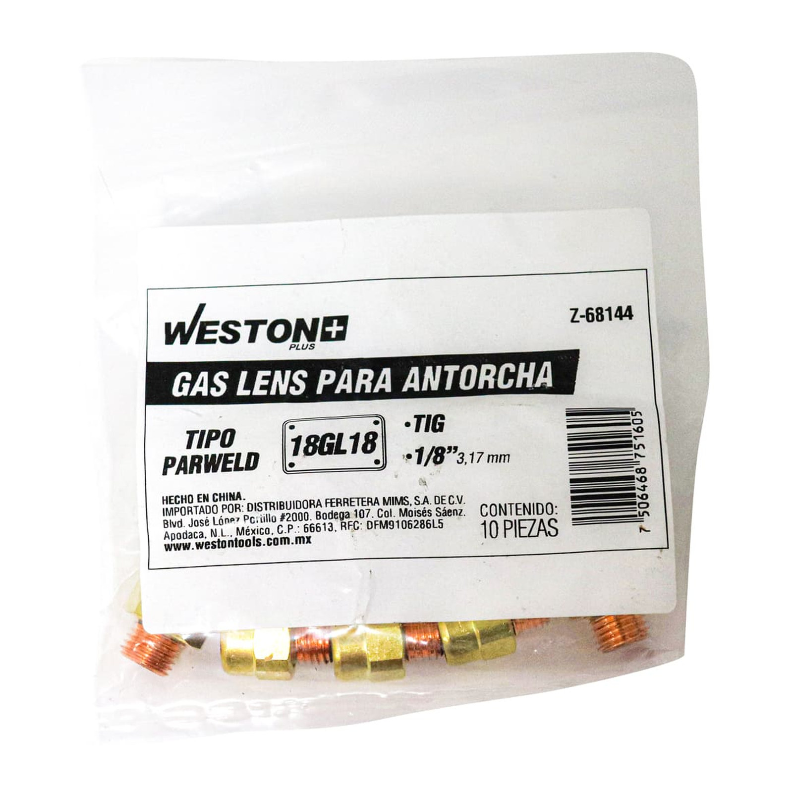 GAS LENS P/ANTORCHA TIG 1/8" 18GL18 T/EUROPEO (Empaque c/10 pzas - Precio x pieza) - Imagen 2