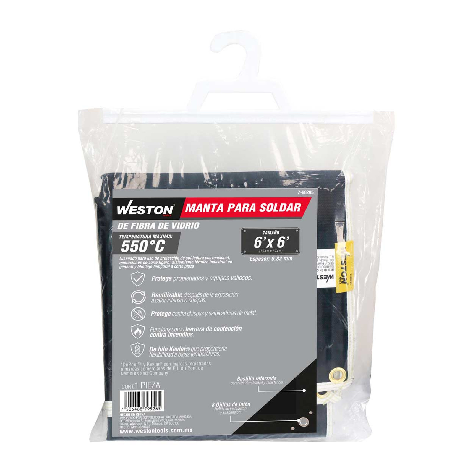 MANTA DE SOLDADURA NEGRA DE FIBRA DE VIDRIO PARA SOLDADURA 6’ X 6’ - Imagen 4