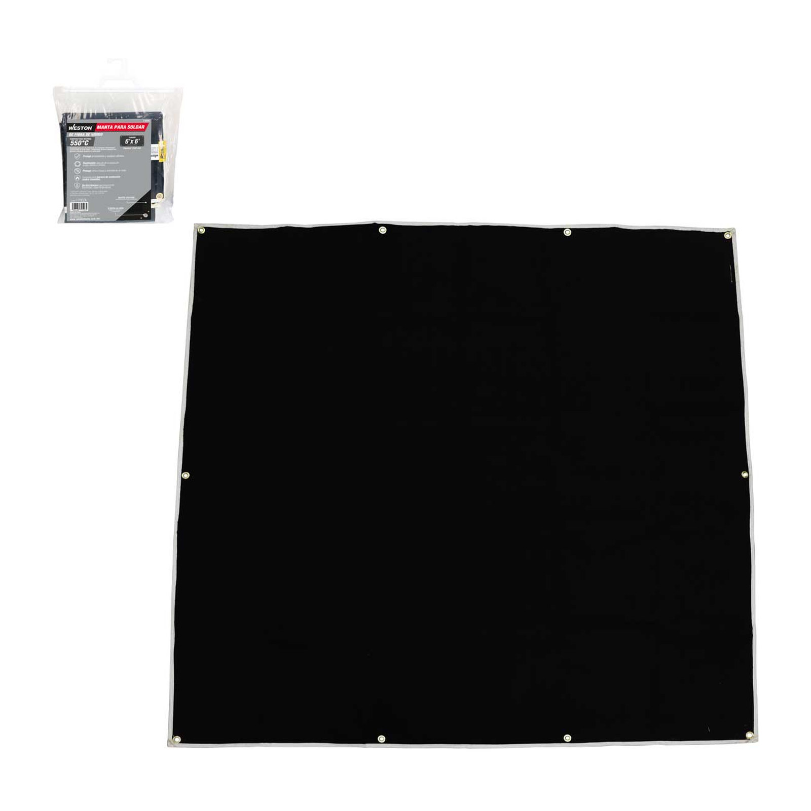 MANTA DE SOLDADUR NEGRA DE FIBRA DE VIDRIO PARA SOLDADURA 6’ X 8’