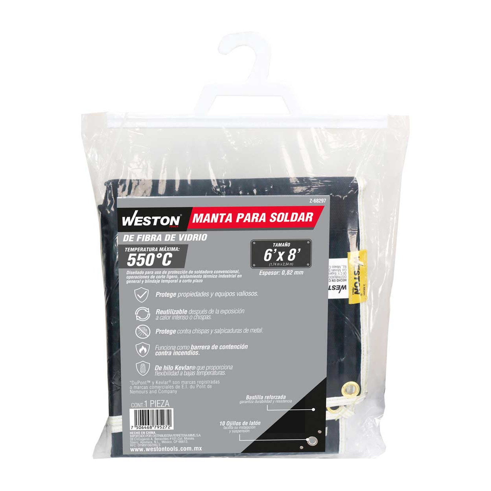MANTA DE SOLDADUR NEGRA DE FIBRA DE VIDRIO PARA SOLDADURA 6’ X 8’ - Imagen 4