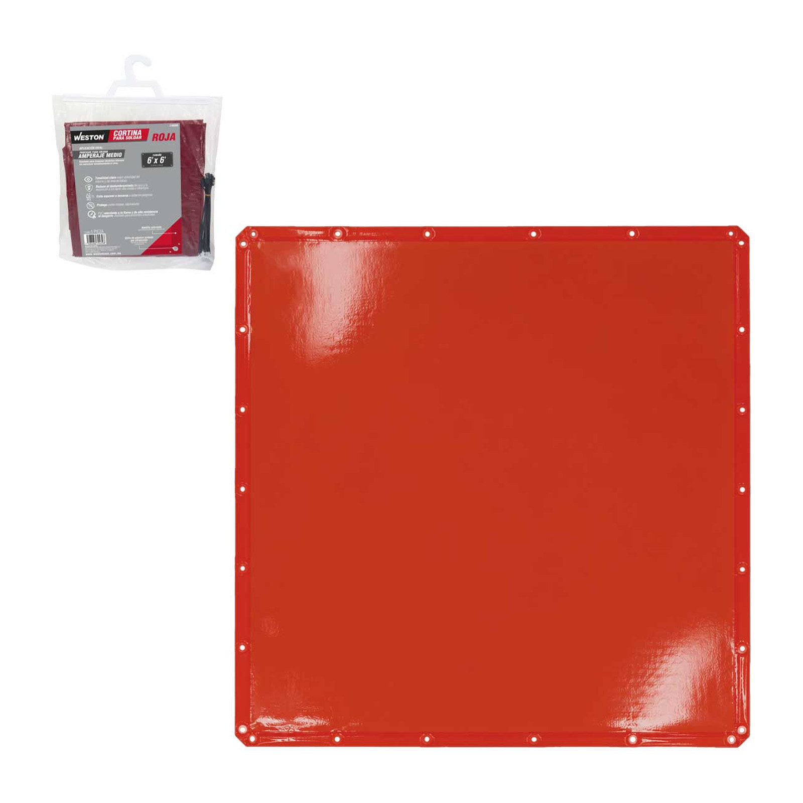 CORTINA PARA SOLDAR ROJA 6’ X 6’