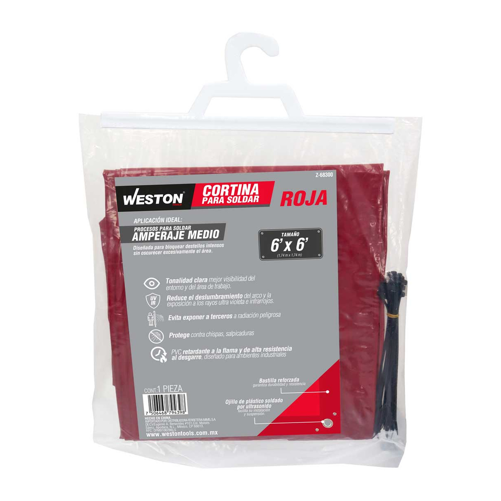 CORTINA PARA SOLDAR ROJA 6’ X 6’ - Imagen 4