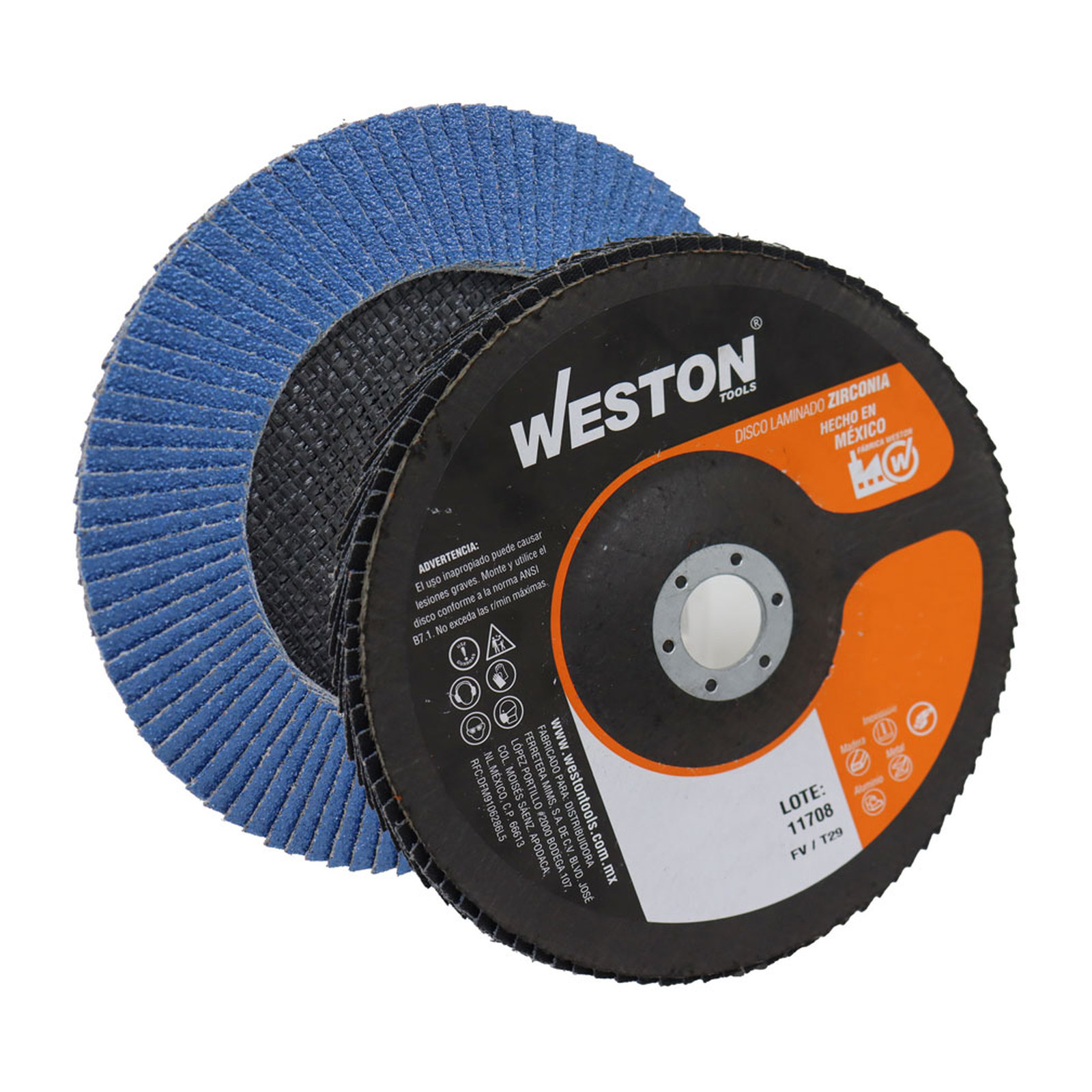 Disco Laminado Weston Zirconia 7" x 7/8" Grano 40 - Paquete de 10 piezas