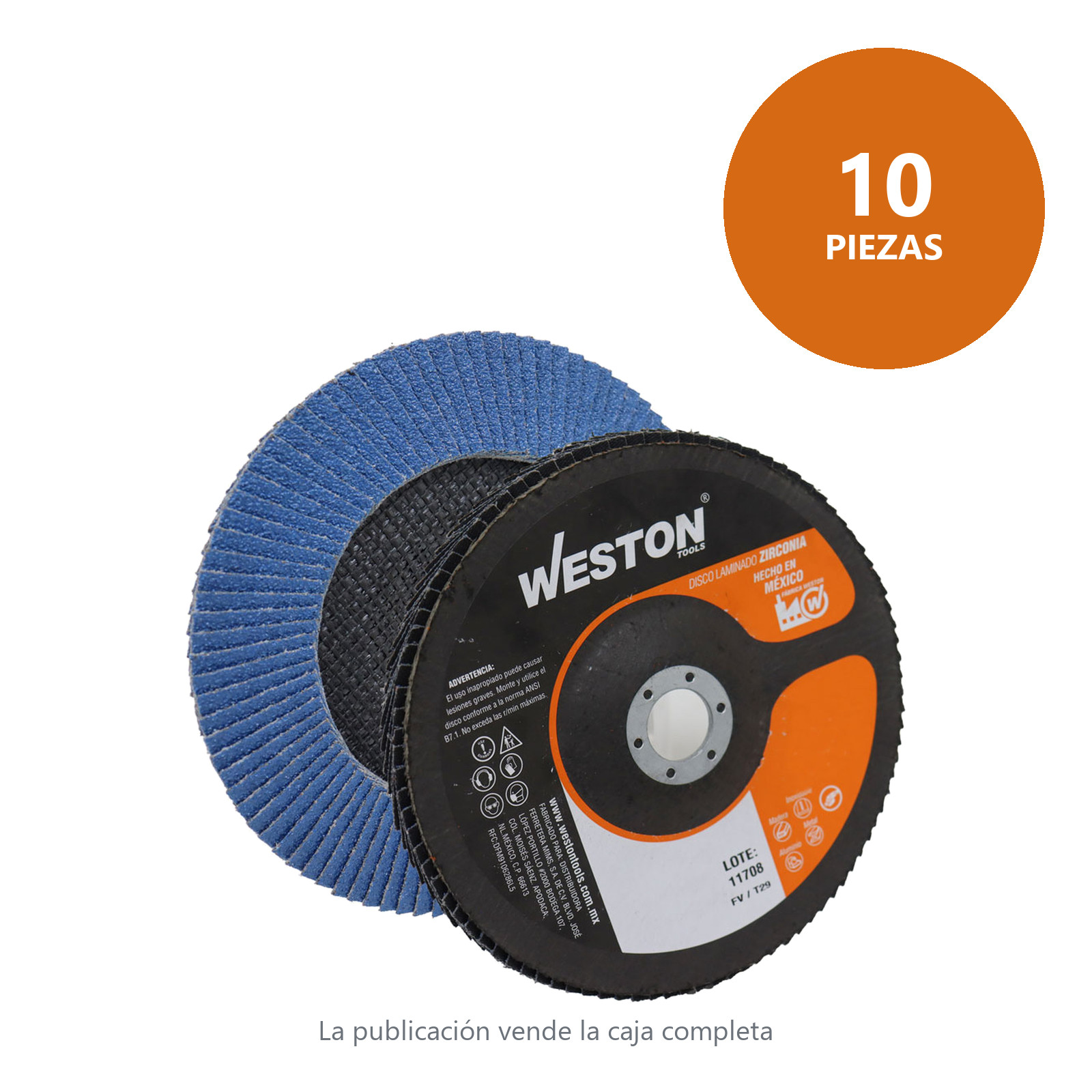 DISCO LAMINADO WESTON ZIRCONIA 7" X 7/8" G040 - Imagen 2