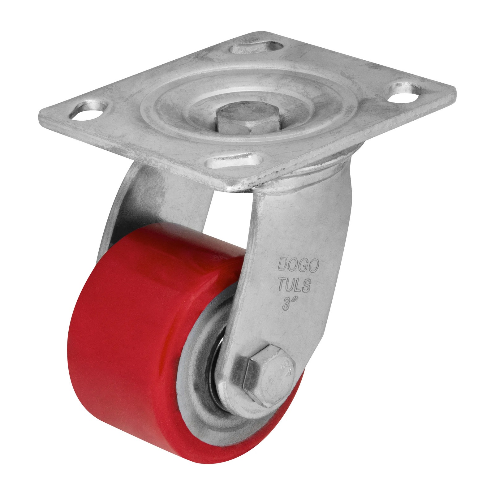 RODAJA FIERRO PU ROJO GIRATORIA 3"