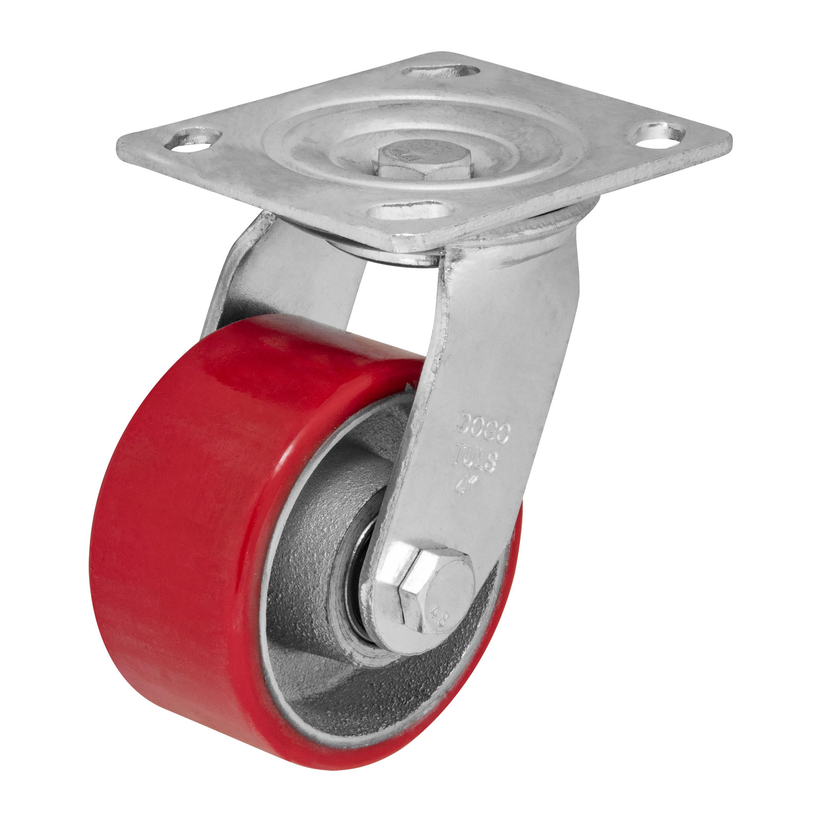 RODAJA FIERRO PU ROJO GIRATORIA 4"