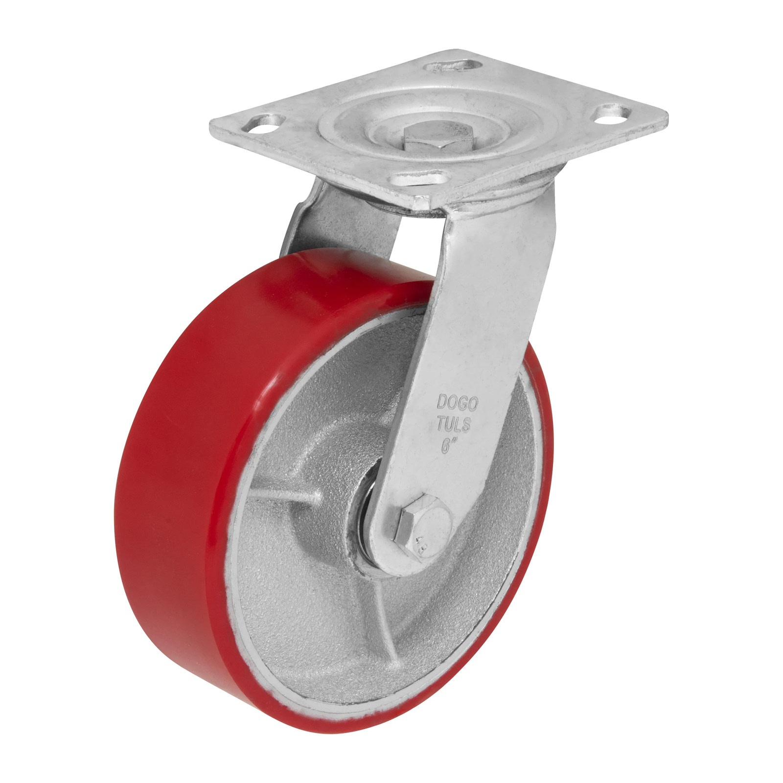 RODAJA FIERRO PU ROJO GIRATORIA 6"