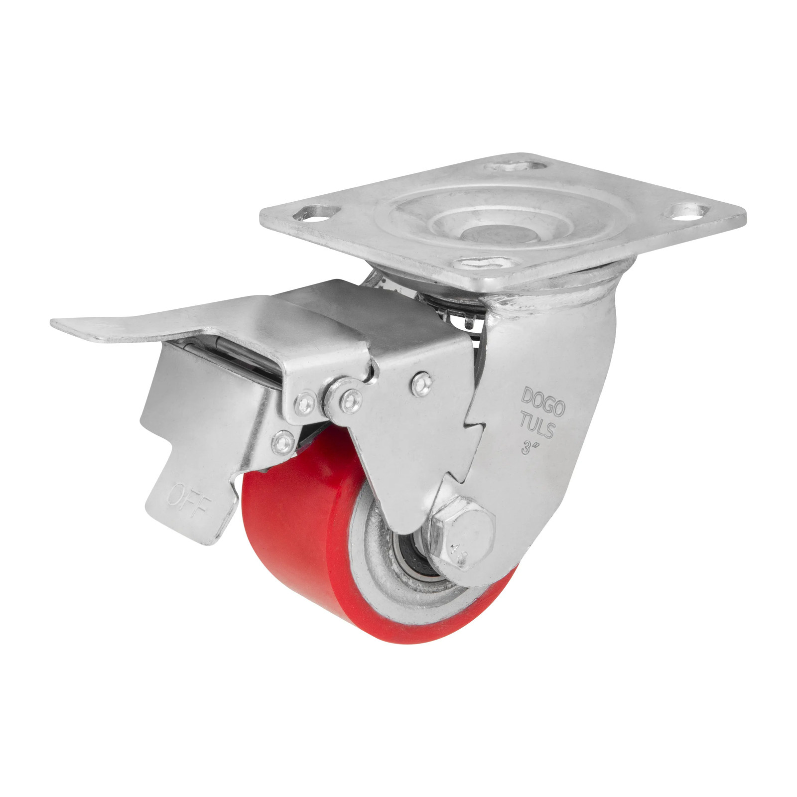 RODAJA FIERRO PU ROJO GIRA / FRENO 3"