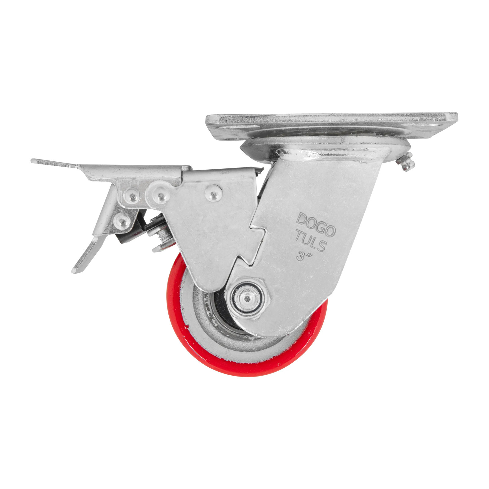 RODAJA FIERRO PU ROJO GIRA / FRENO 3" - Imagen 2