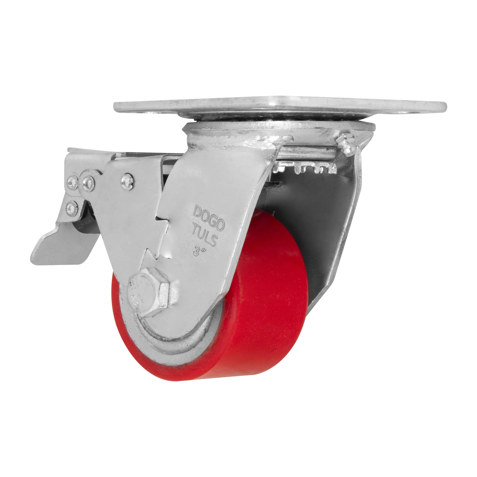 RODAJA FIERRO PU ROJO GIRA / FRENO 3" - Imagen 3