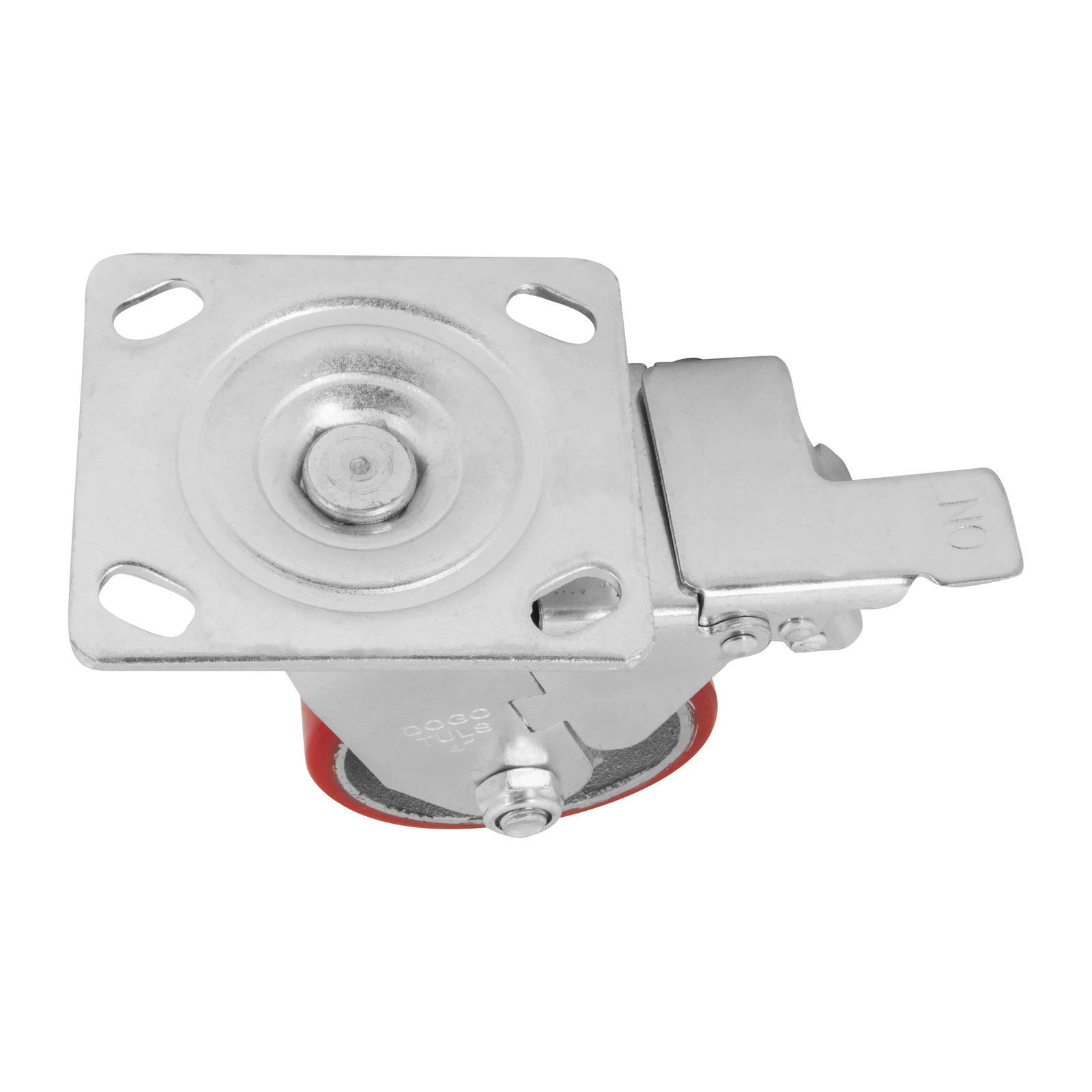 RODAJA FIERRO PU ROJO GIRA / FRENO 4" - Imagen 4