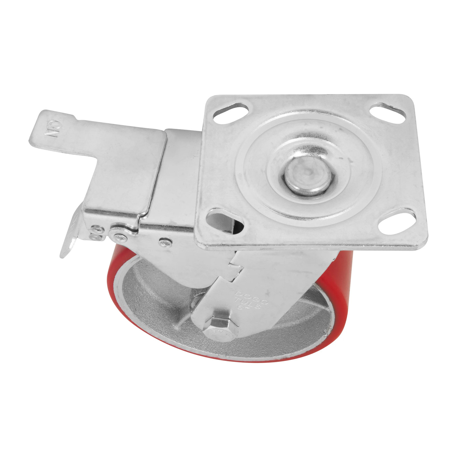RODAJA FIERRO PU ROJO GIRA / FRENO 6" - Imagen 4