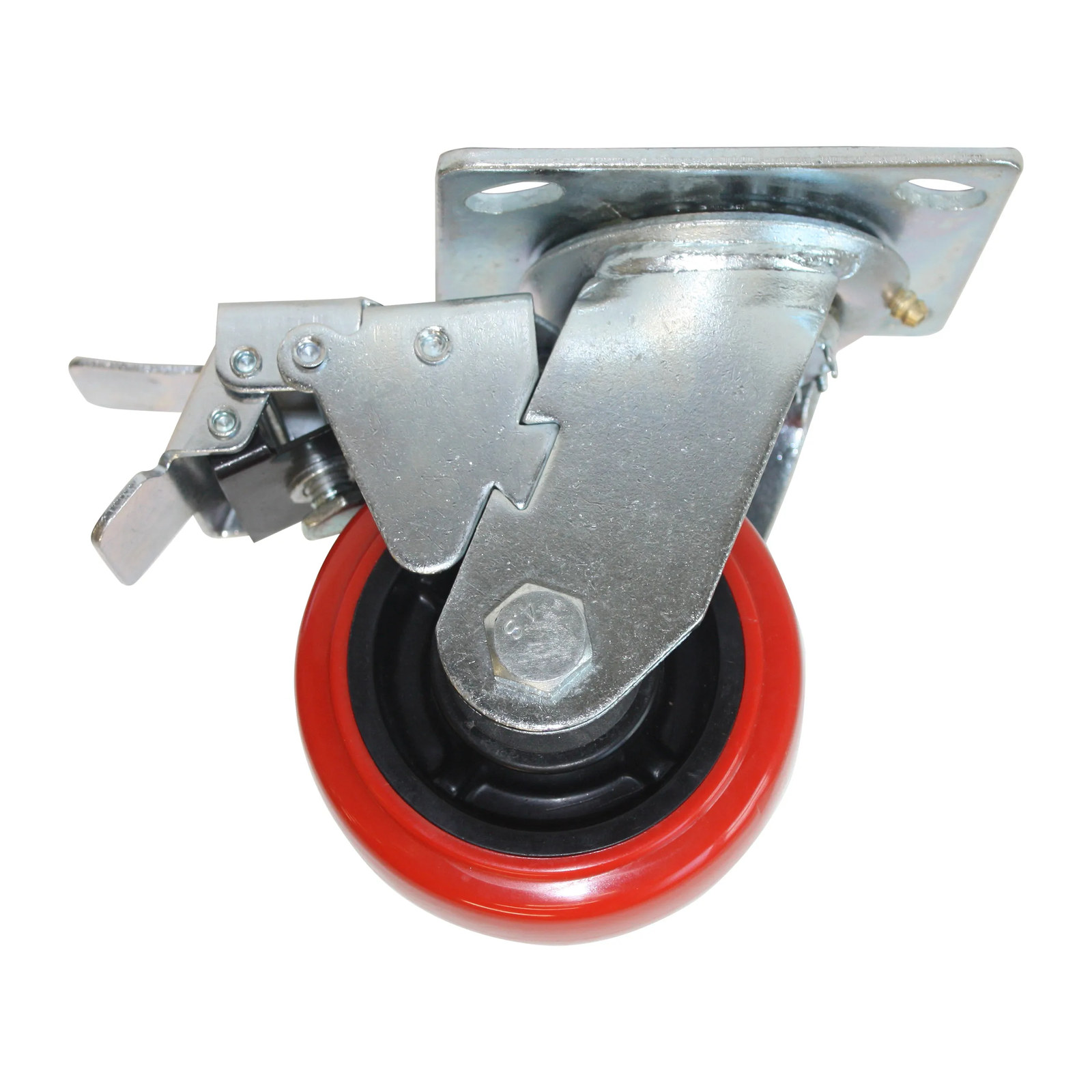 RODAJA PP NEGRO Y PU ROJO GIRA FRENO 4"