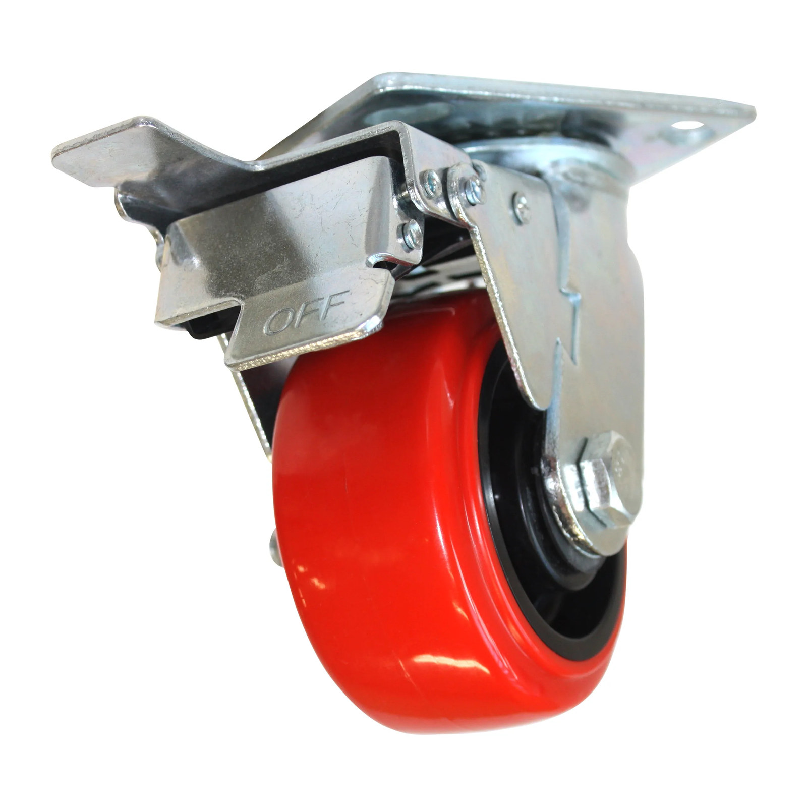 RODAJA PP NEGRO Y PU ROJO GIRA FRENO 4" - Imagen 2