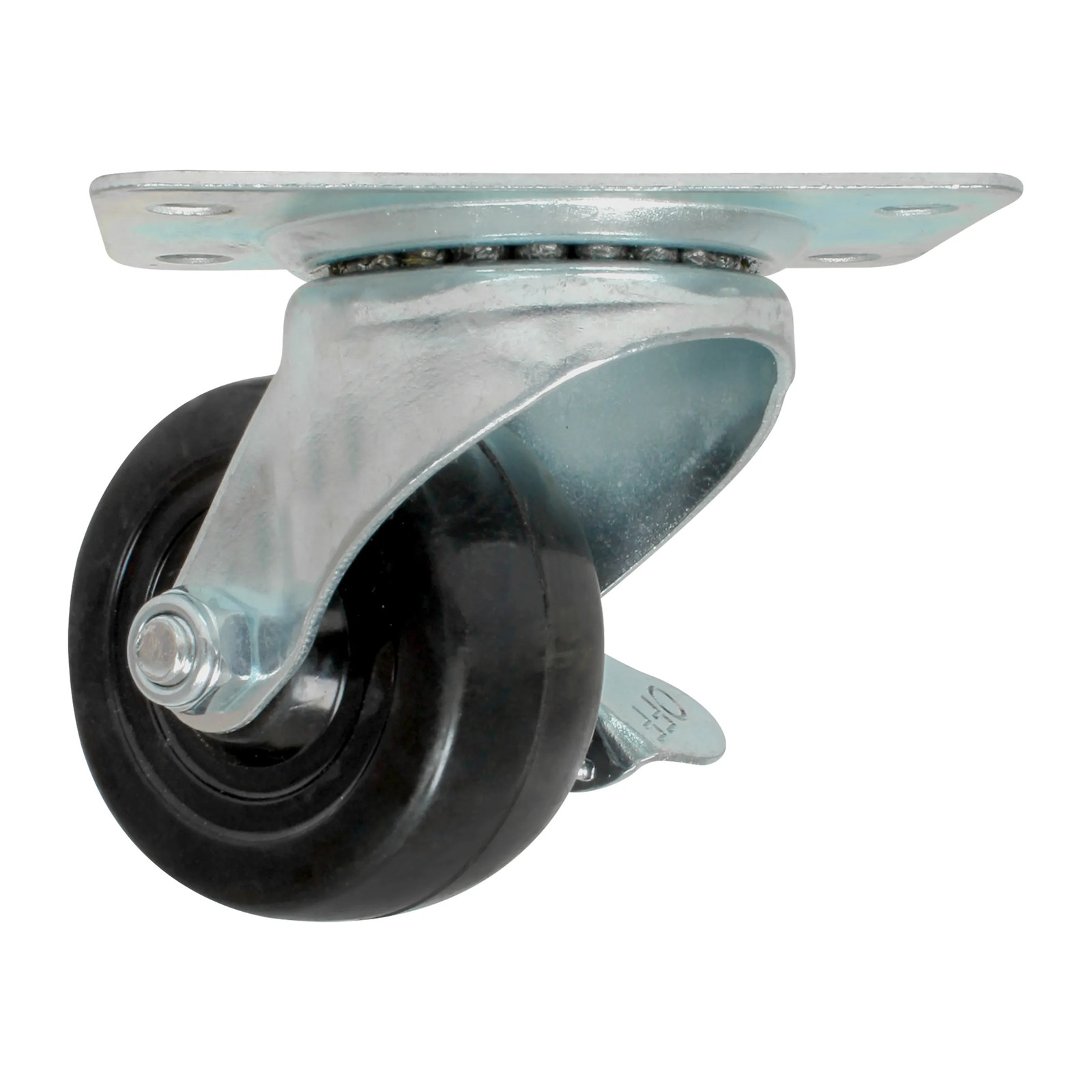 RODAJA HULE NEGRO BUJE GIRATORIA Y FRENO 2 1/2" - Imagen 2
