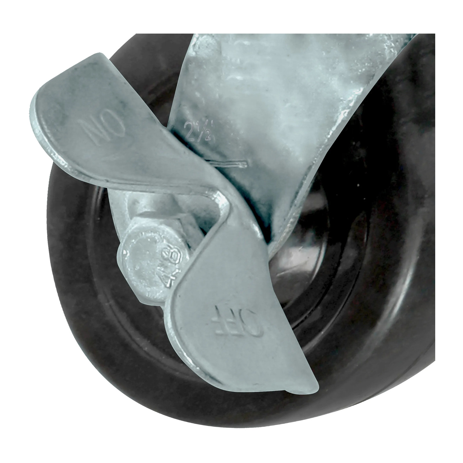 RODAJA HULE NEGRO BUJE GIRATORIA Y FRENO 2 1/2" - Imagen 4