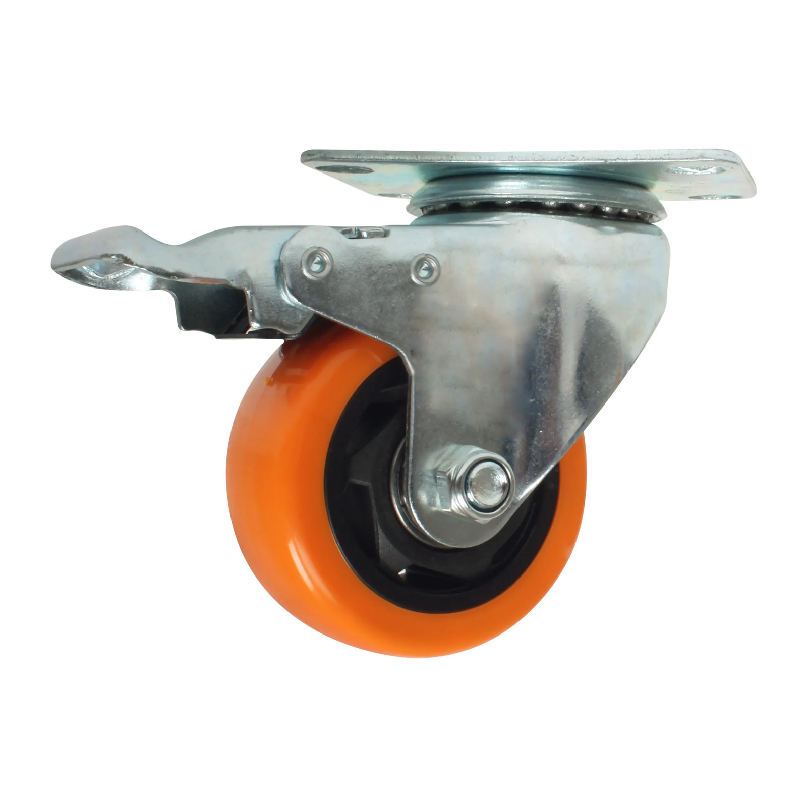RODAJA PVC NARANJA GIRATORIA Y FRENO 3" - Imagen 2