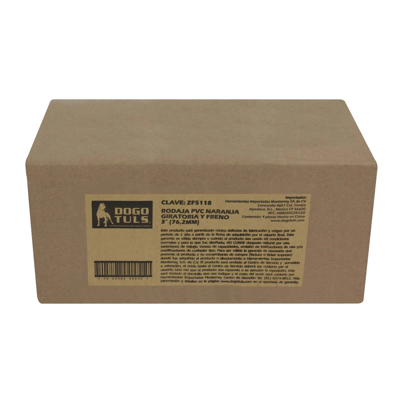 RODAJA PVC NARANJA GIRATORIA Y FRENO 3" - Imagen 4