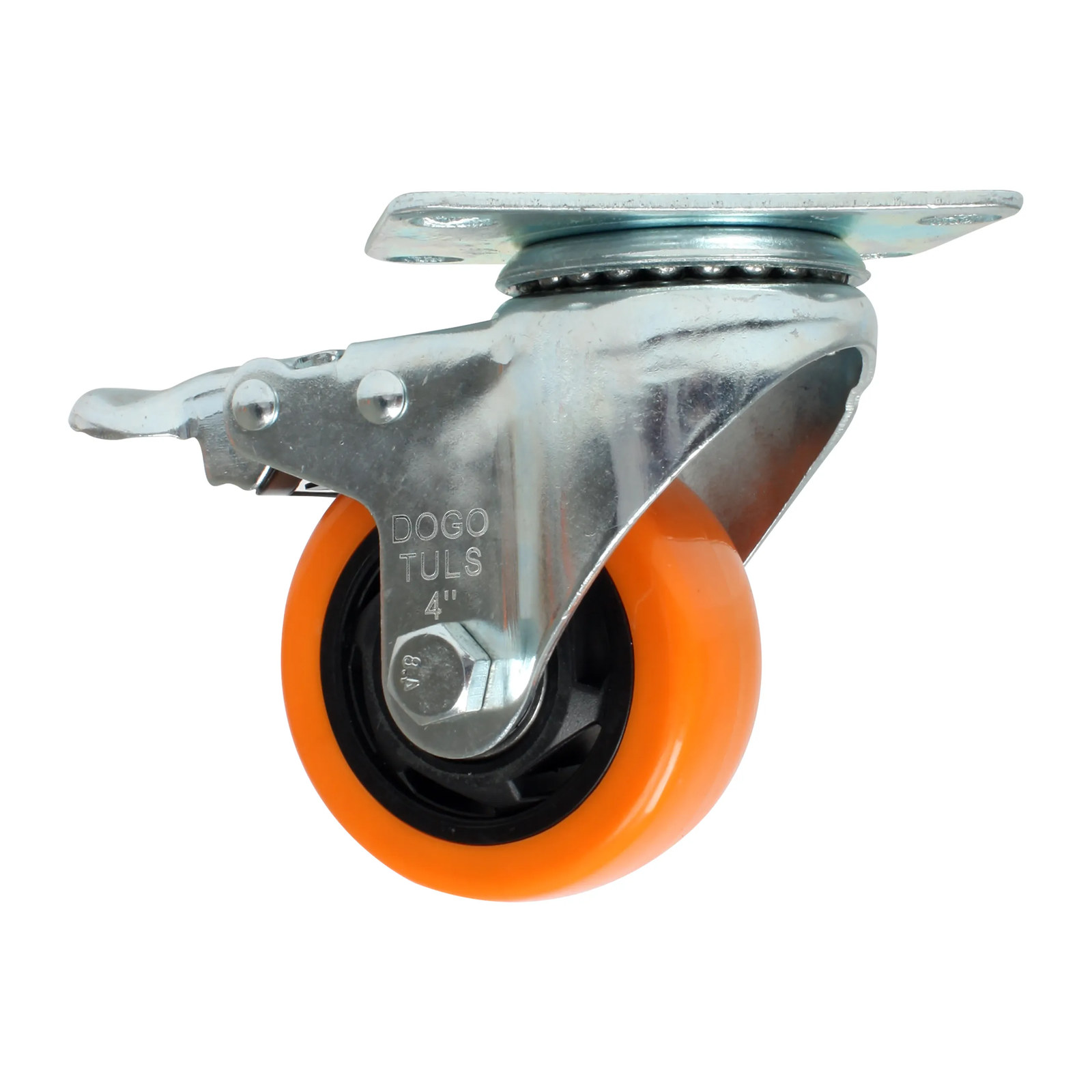 RODAJA PVC NARANJA GIRATORIA Y FRENO 4"