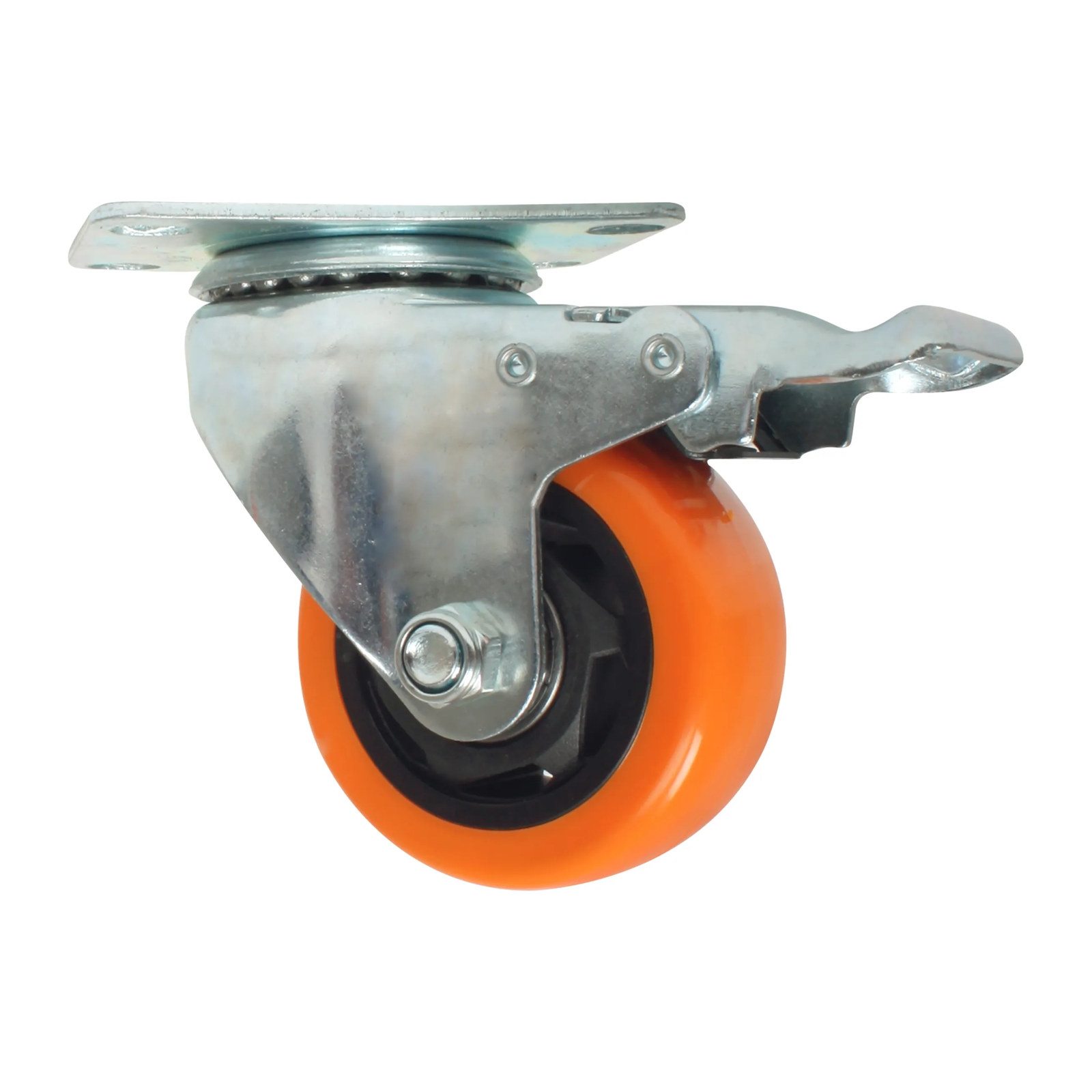 RODAJA PVC NARANJA GIRATORIA Y FRENO 4" - Imagen 2