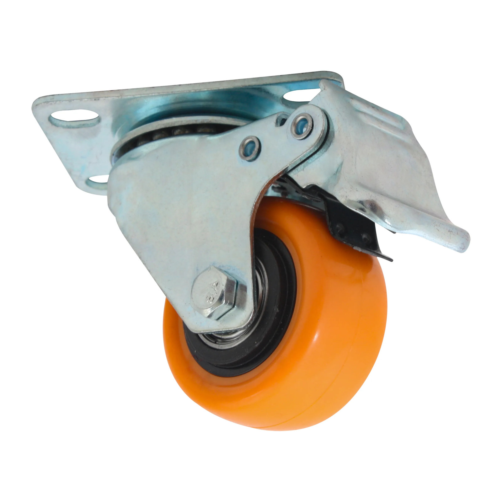RODAJA PVC NARANJA GIRATORIA Y FRENO 4" - Imagen 4