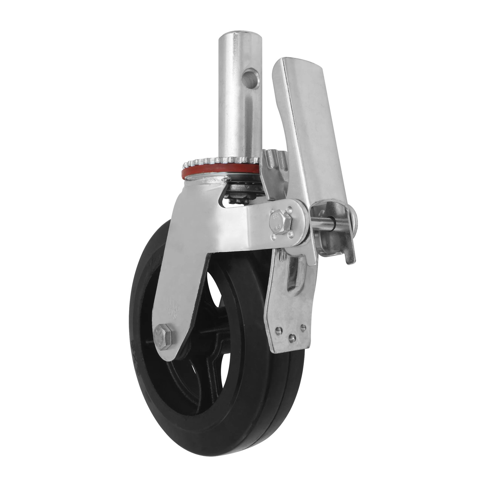 RODAJA PARA ANDAMIO HULE Y FIERRO GIRATORIA CON FRENO 8" - Imagen 2