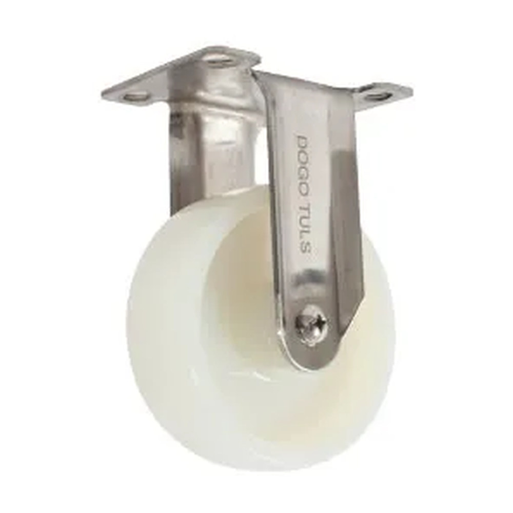RODAJA DE NYLON CON HERRAJE DE ACERO INOXIDABLE FIJA CON PLACA 4" - Imagen 2