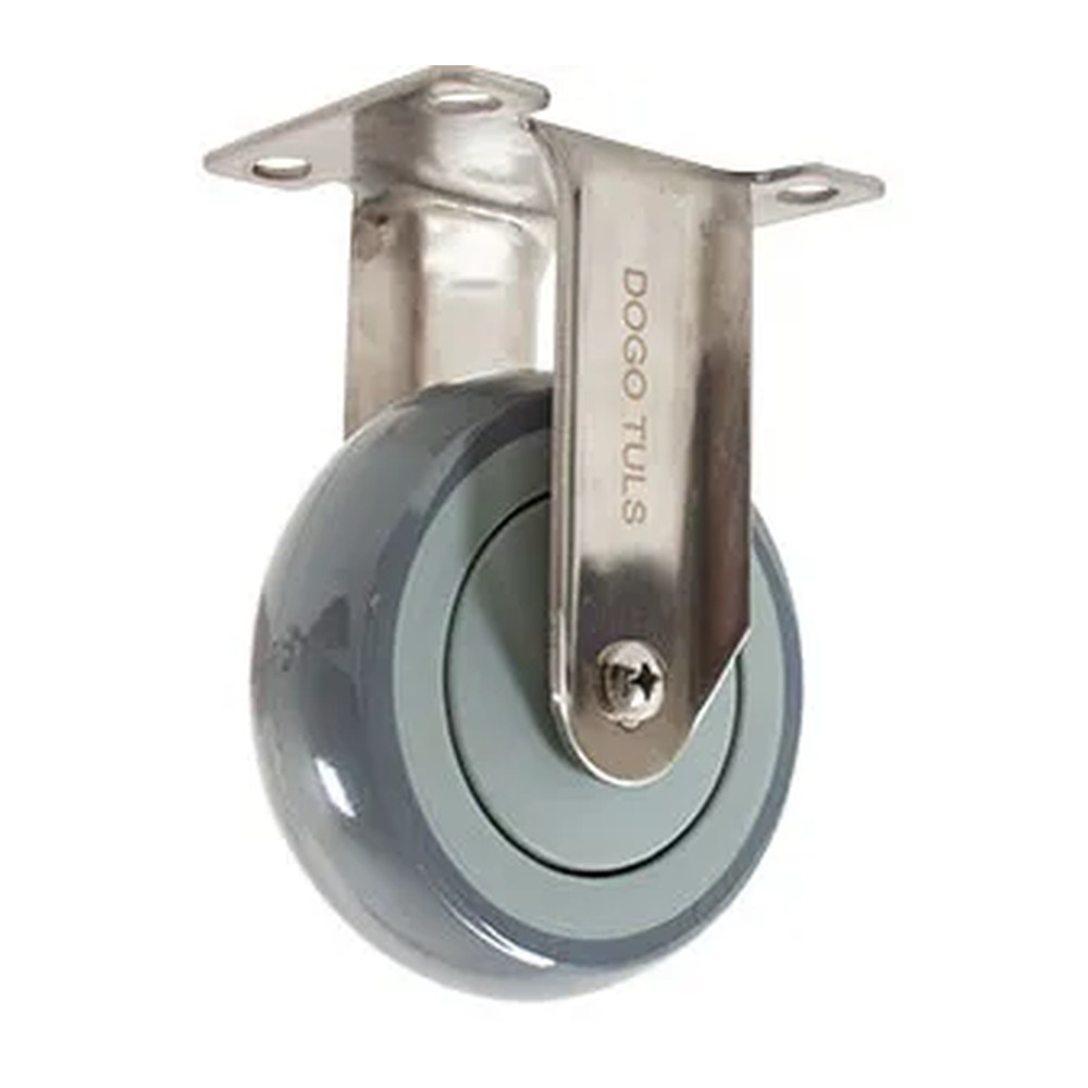 RODAJA DE HULE TERMOPLÁSTICO CON HERRAJE DE ACERO INOXIDABLE FIJA CON PLACA 4" - Imagen 2